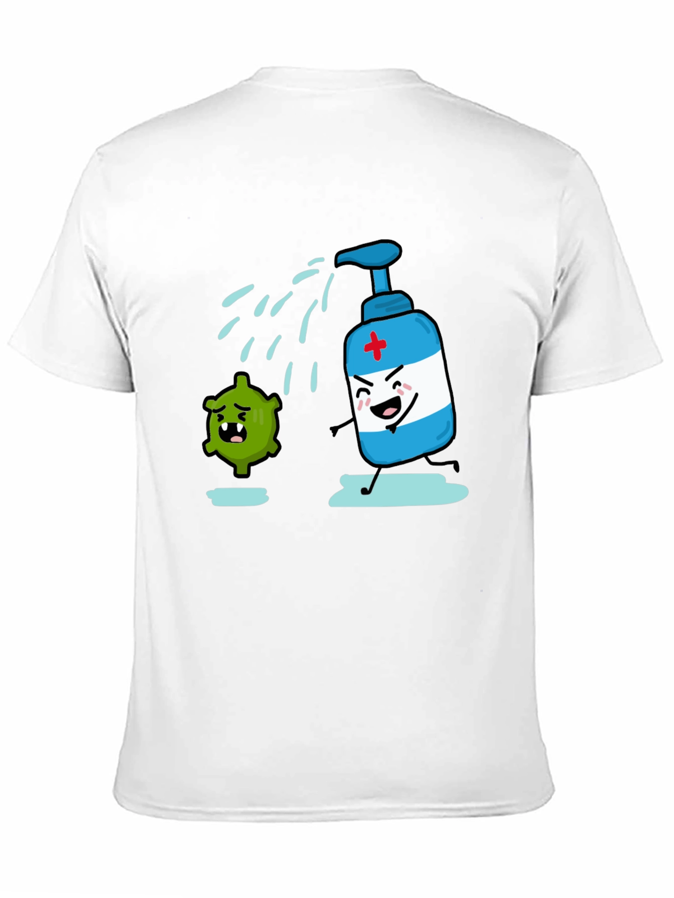 Humorous Hand Sanitizer vs. Germ T-Shirt - Black