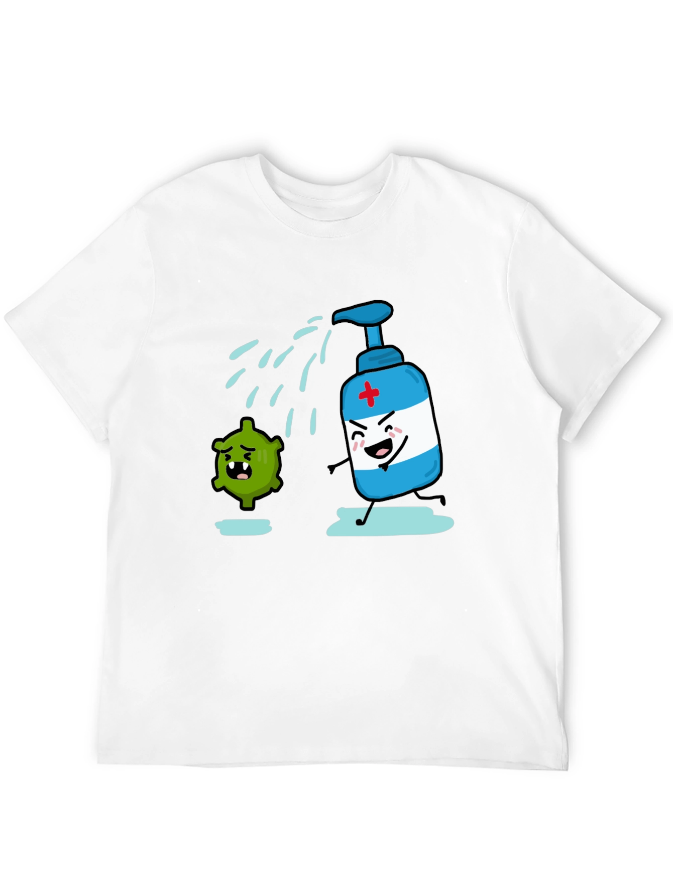 Humorous Hand Sanitizer vs. Germ T-Shirt - Black