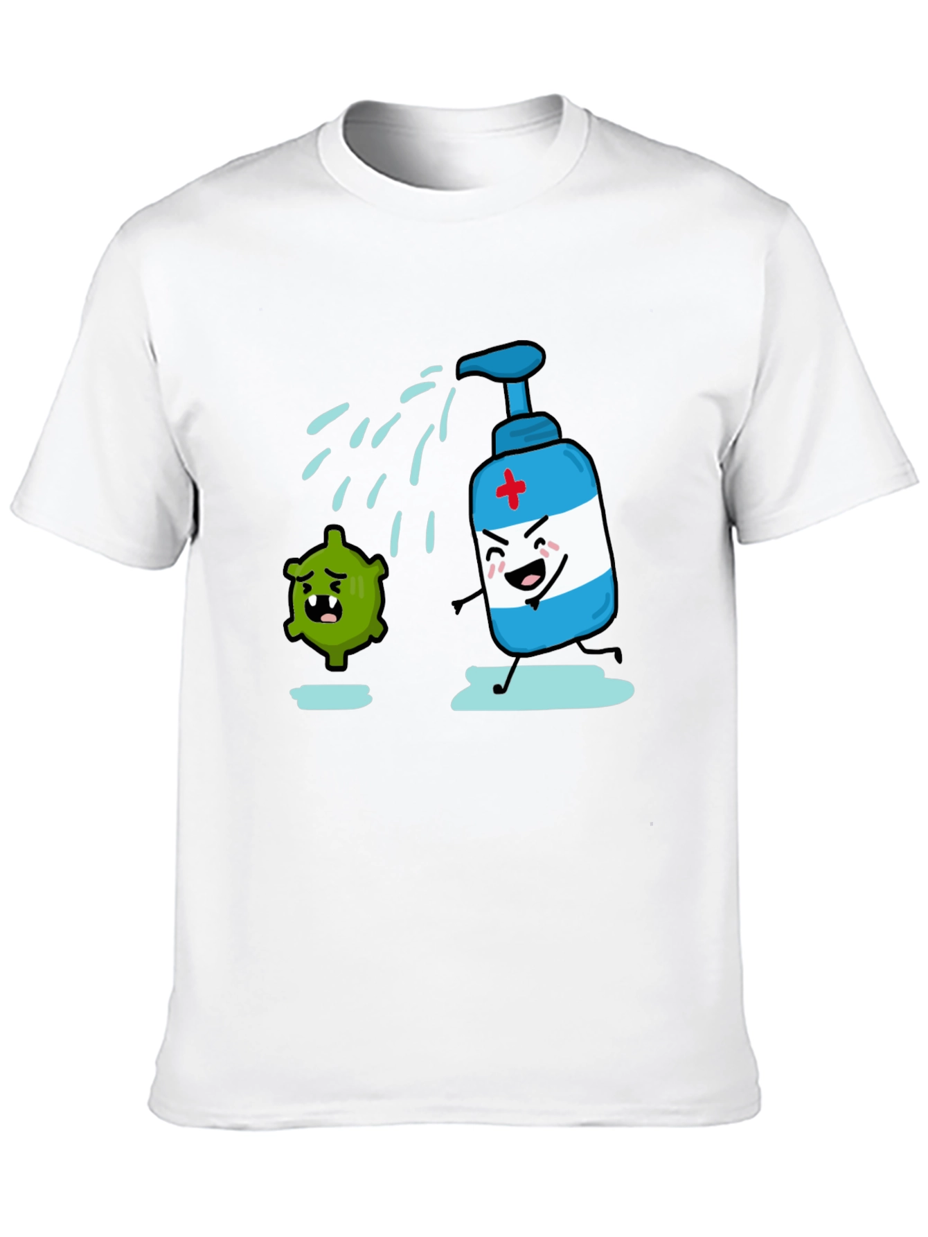 Humorous Hand Sanitizer vs. Germ T-Shirt - Black