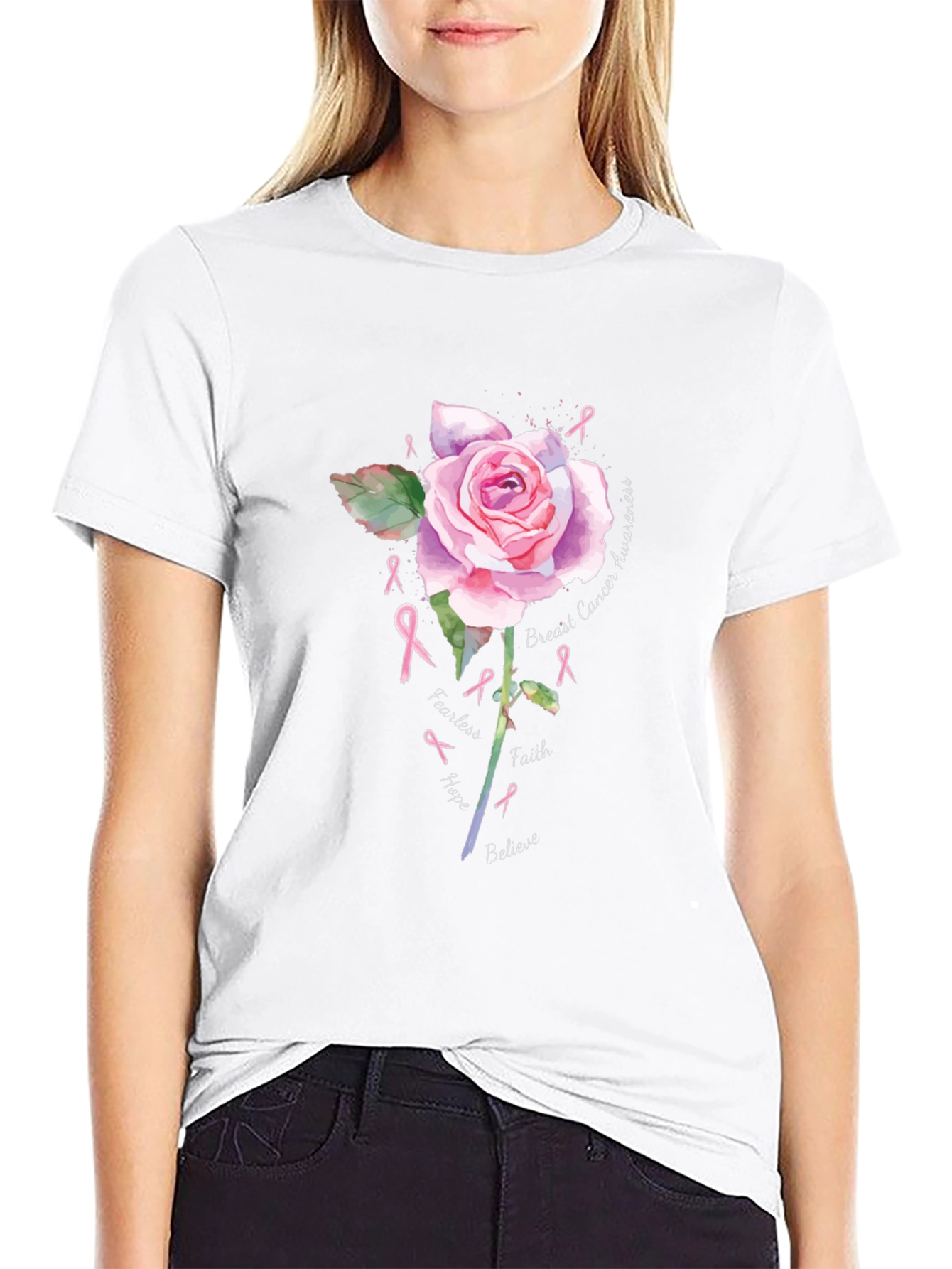 Breast Cancer Awareness Rose T-Shirt