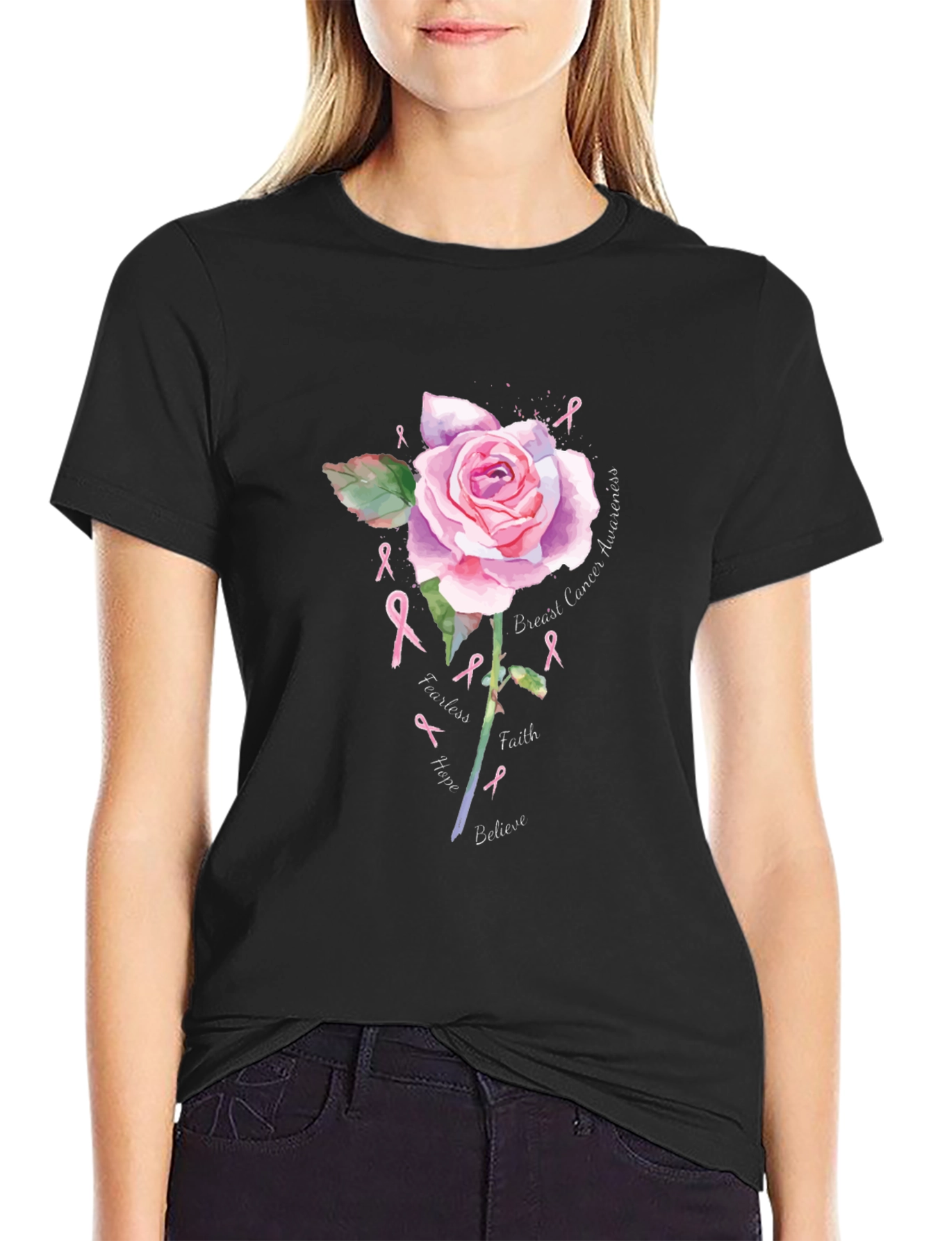 Breast Cancer Awareness Rose T-Shirt