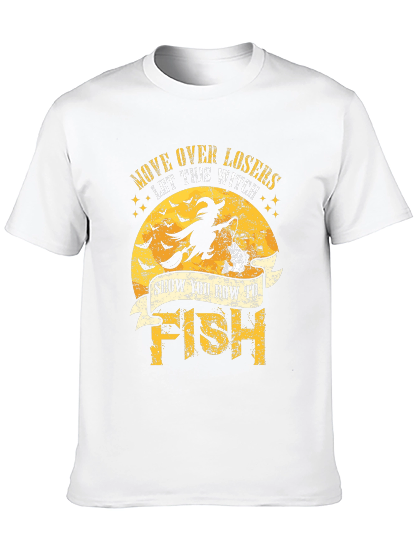 Witch Fishing Graphic T-Shirt - Halloween Style
