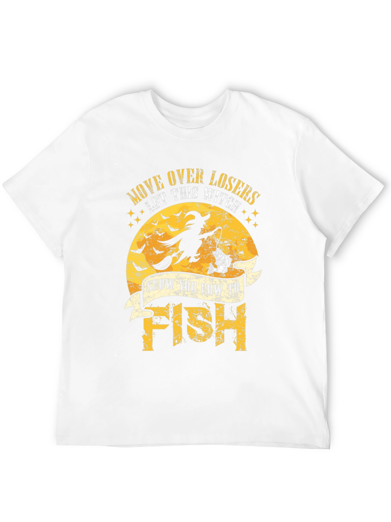 Witch Fishing Graphic T-Shirt - Halloween Style