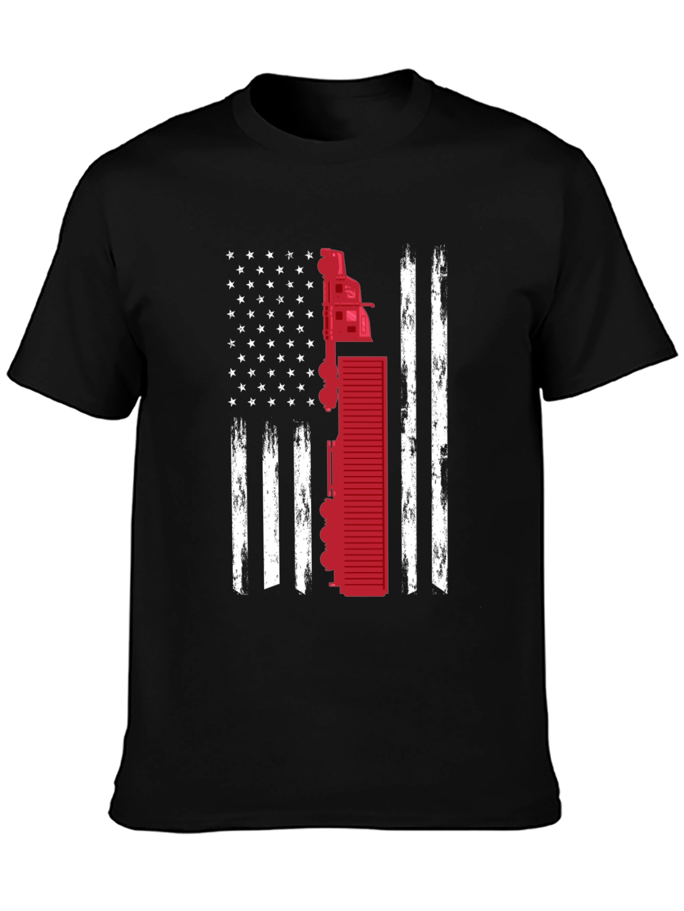 Trucker Flag T-Shirt Patriotic USA Truck Driver Tee
