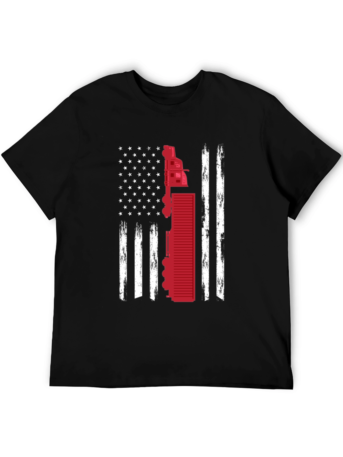 Trucker Flag T-Shirt Patriotic USA Truck Driver Tee