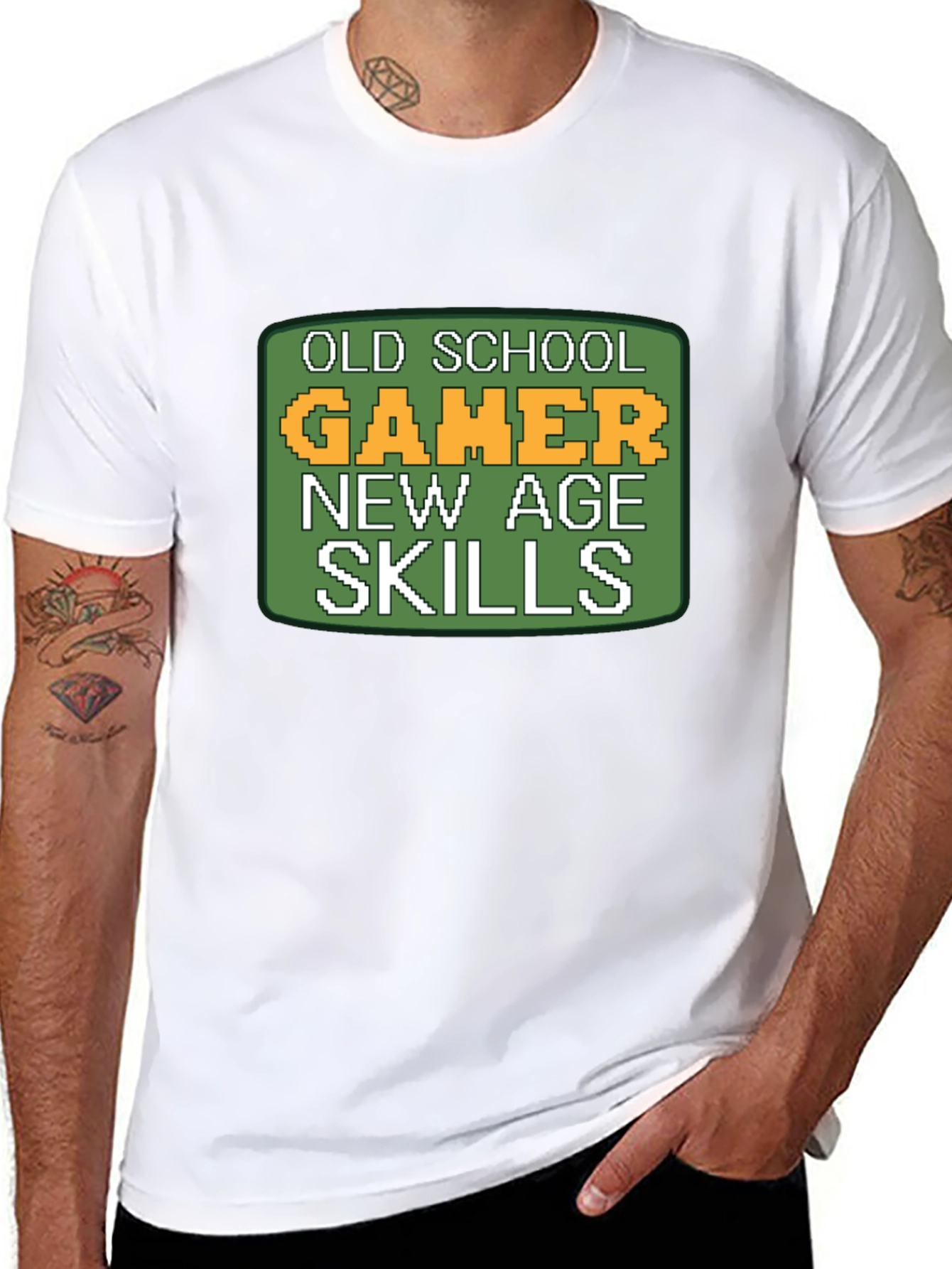 Old School Gamer T-Shirt - Pixelated Retro Design