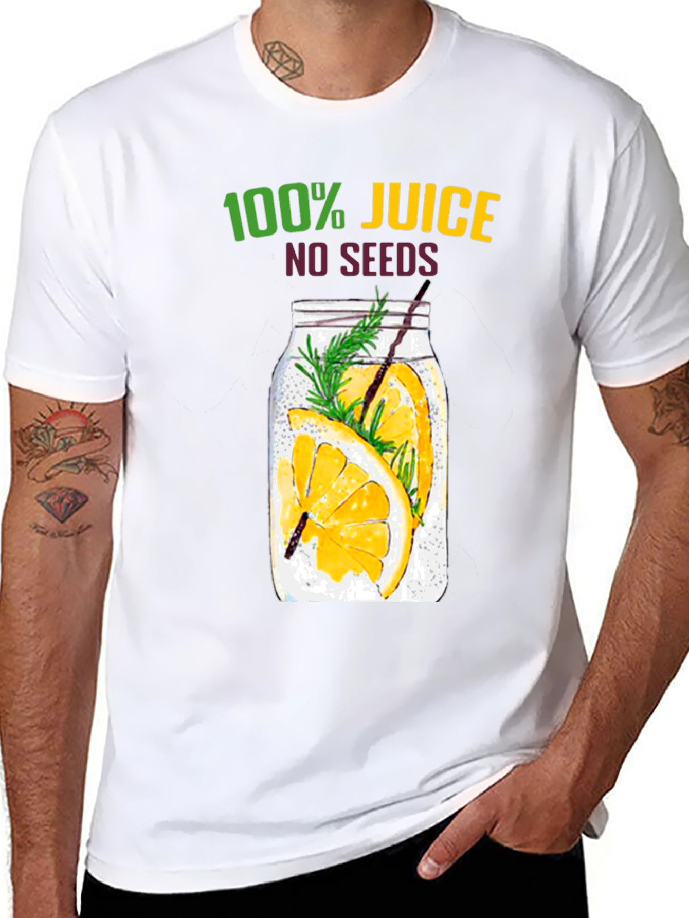 100% Juice No Seeds Black T-Shirt Graphic Tee