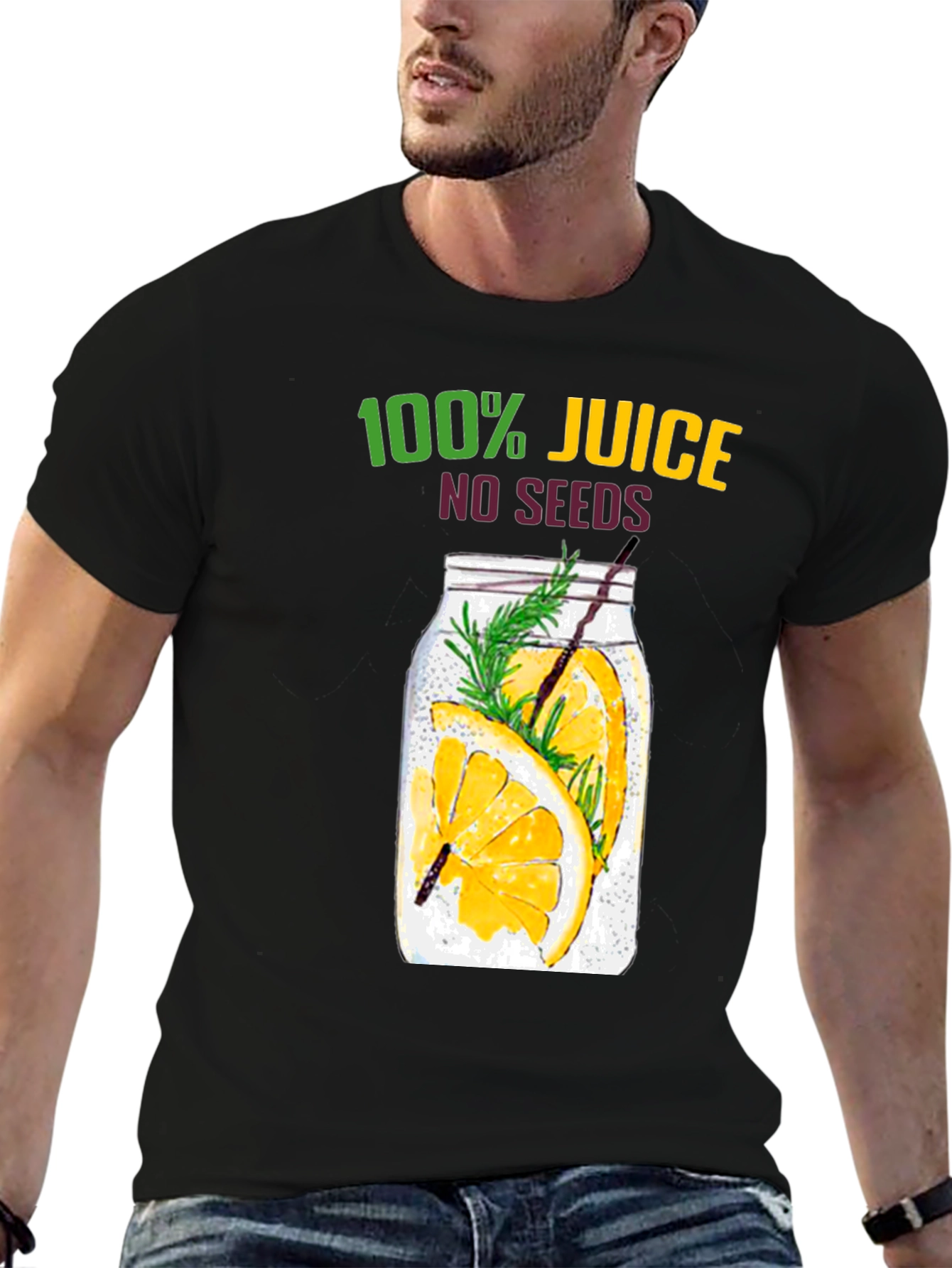 100% Juice No Seeds Black T-Shirt Graphic Tee