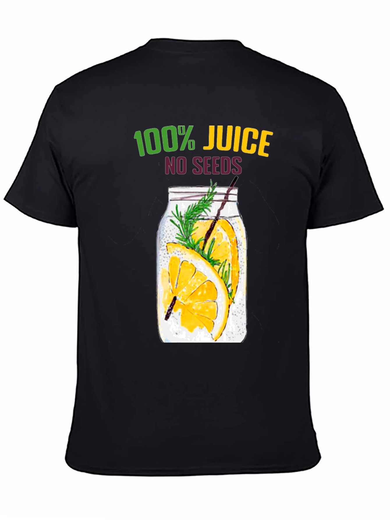 100% Juice No Seeds Black T-Shirt Graphic Tee