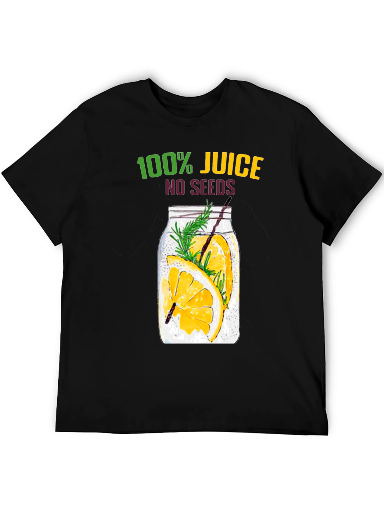 100% Juice No Seeds Black T-Shirt Graphic Tee