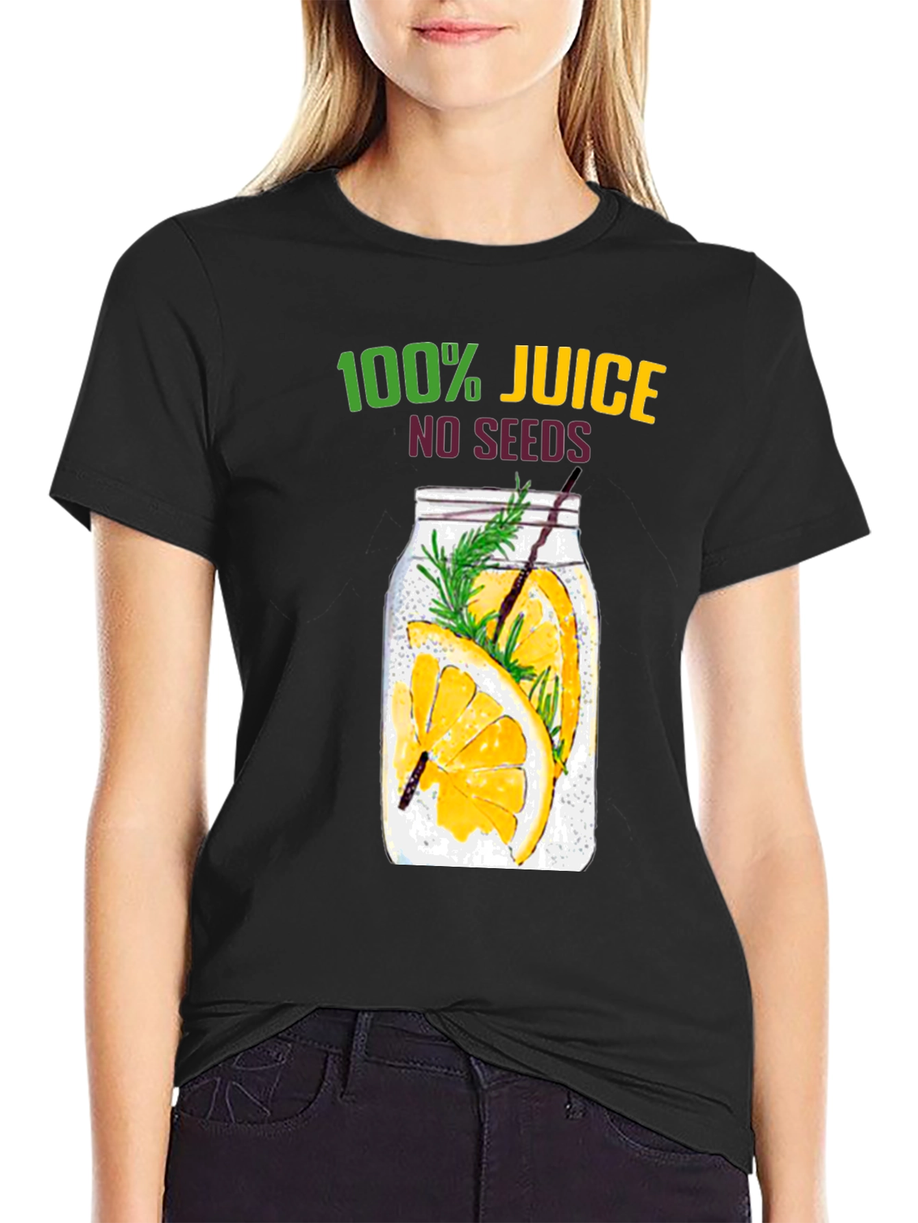 100% Juice No Seeds Black T-Shirt Graphic Tee