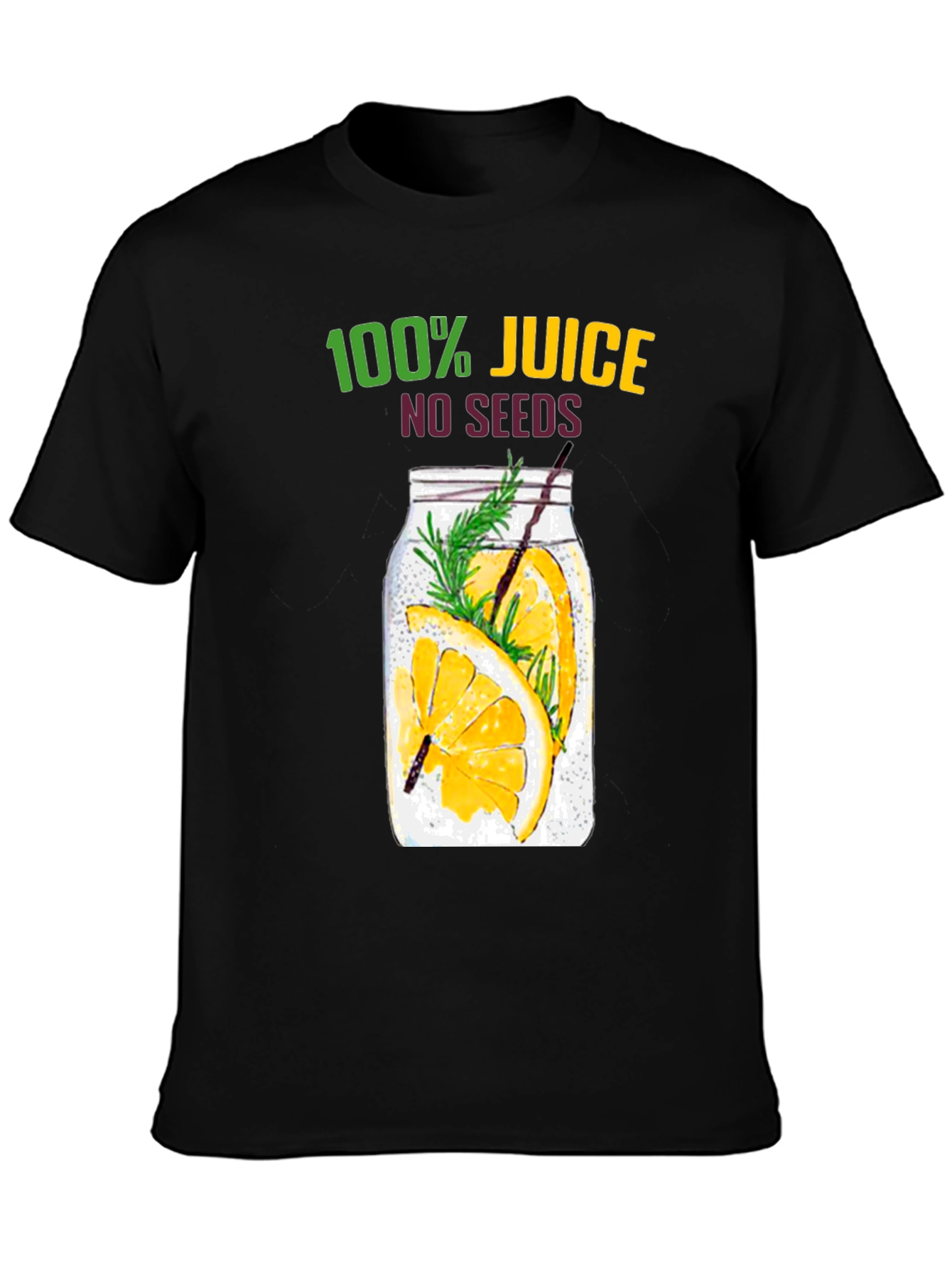 100% Juice No Seeds Black T-Shirt Graphic Tee