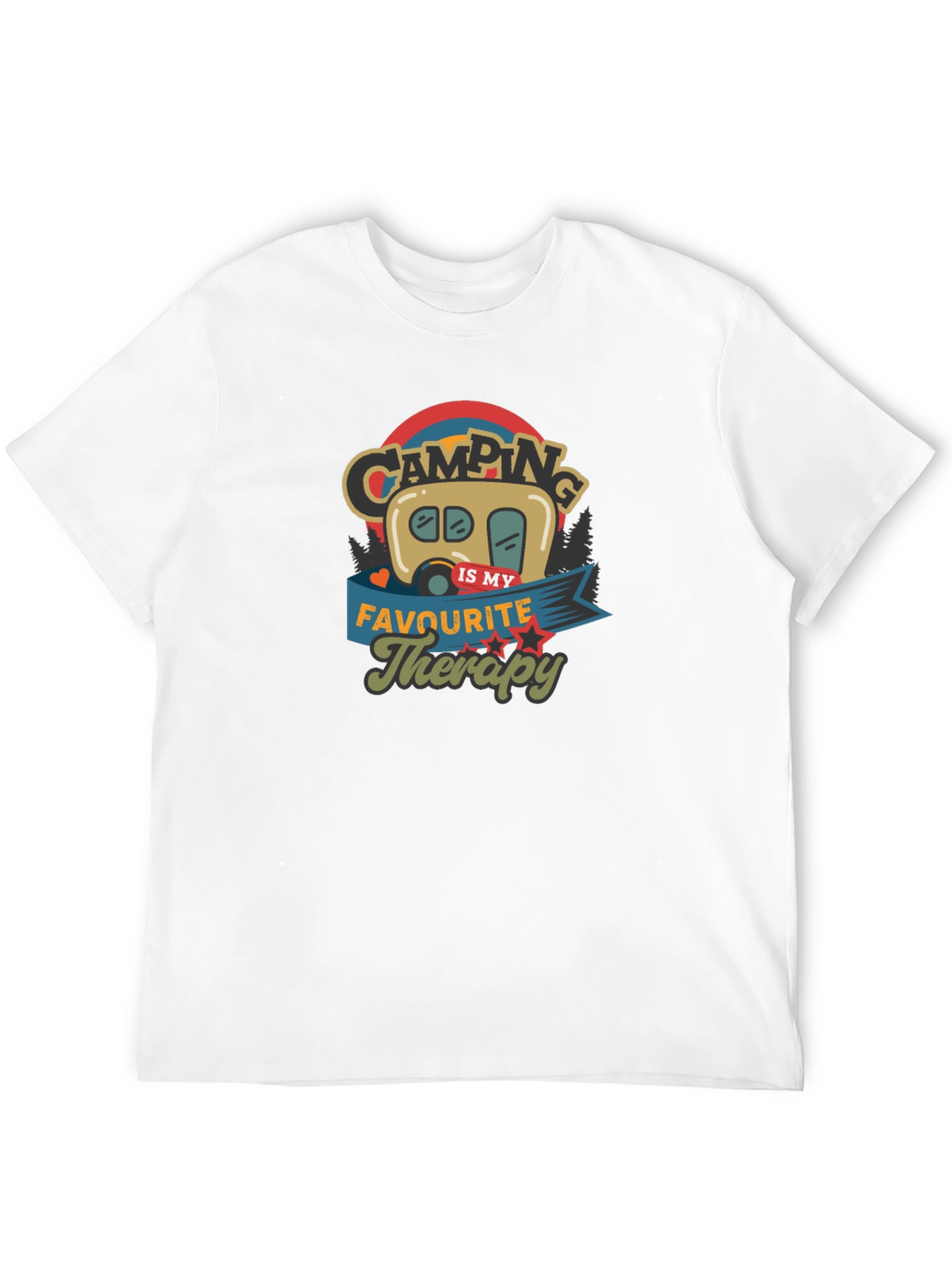 Camping is My Therapy Black Graphic T-Shirt