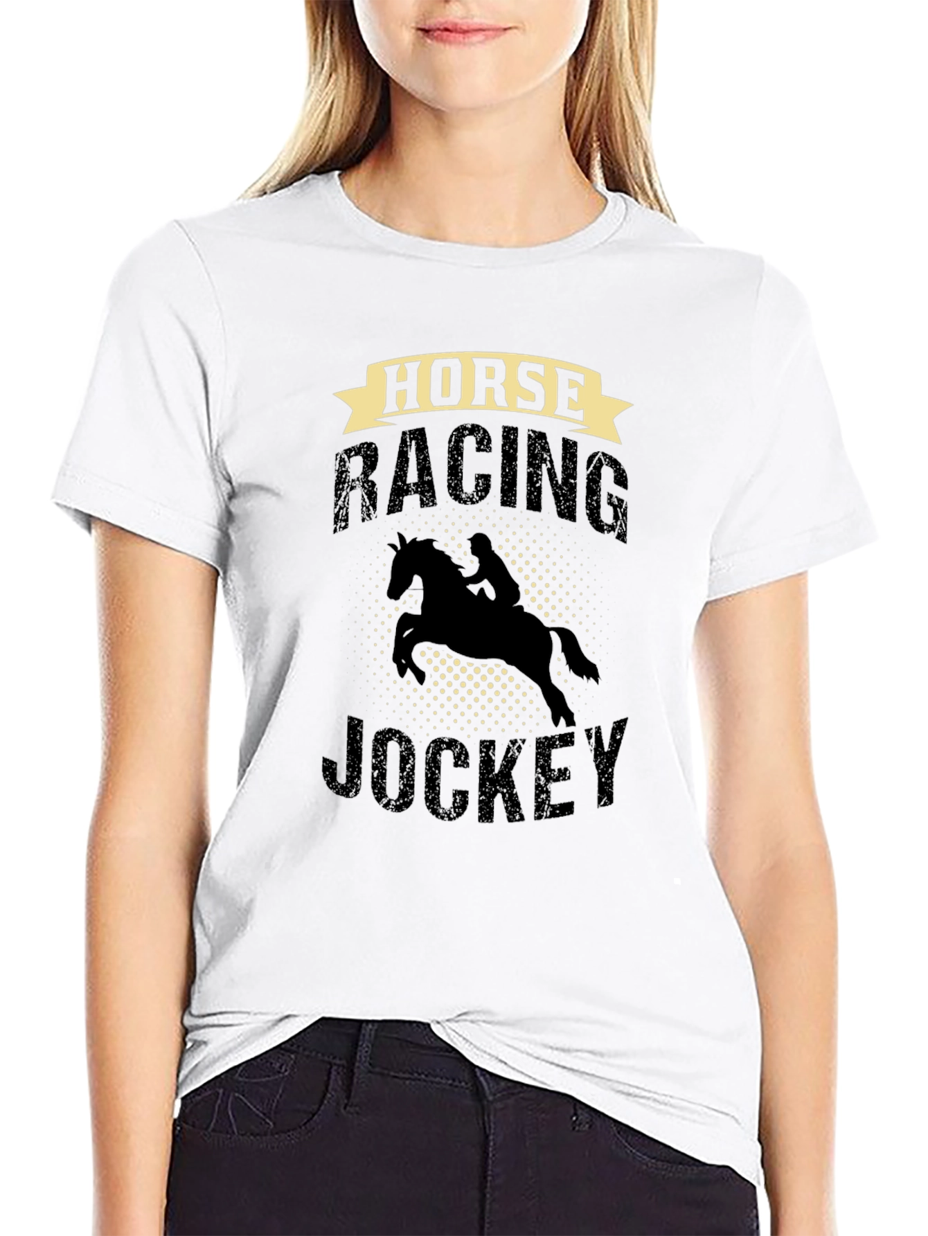 Horse Racing Jockey Graphic Tee - Black