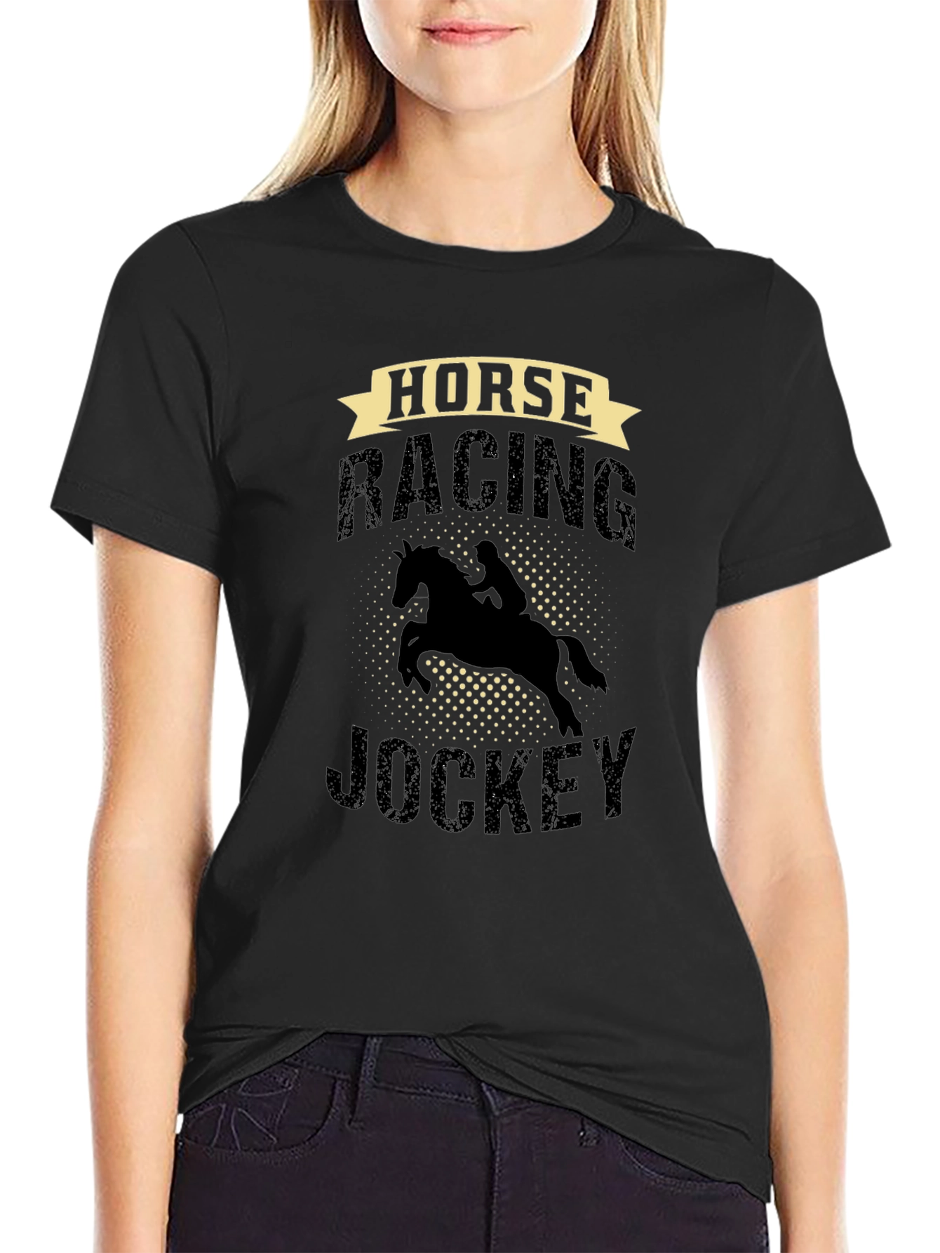 Horse Racing Jockey Graphic Tee - Black