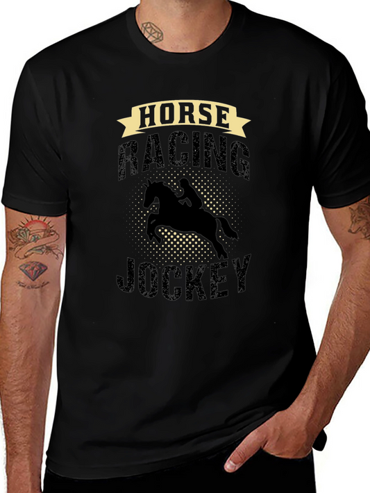 Horse Racing Jockey Graphic Tee - Black