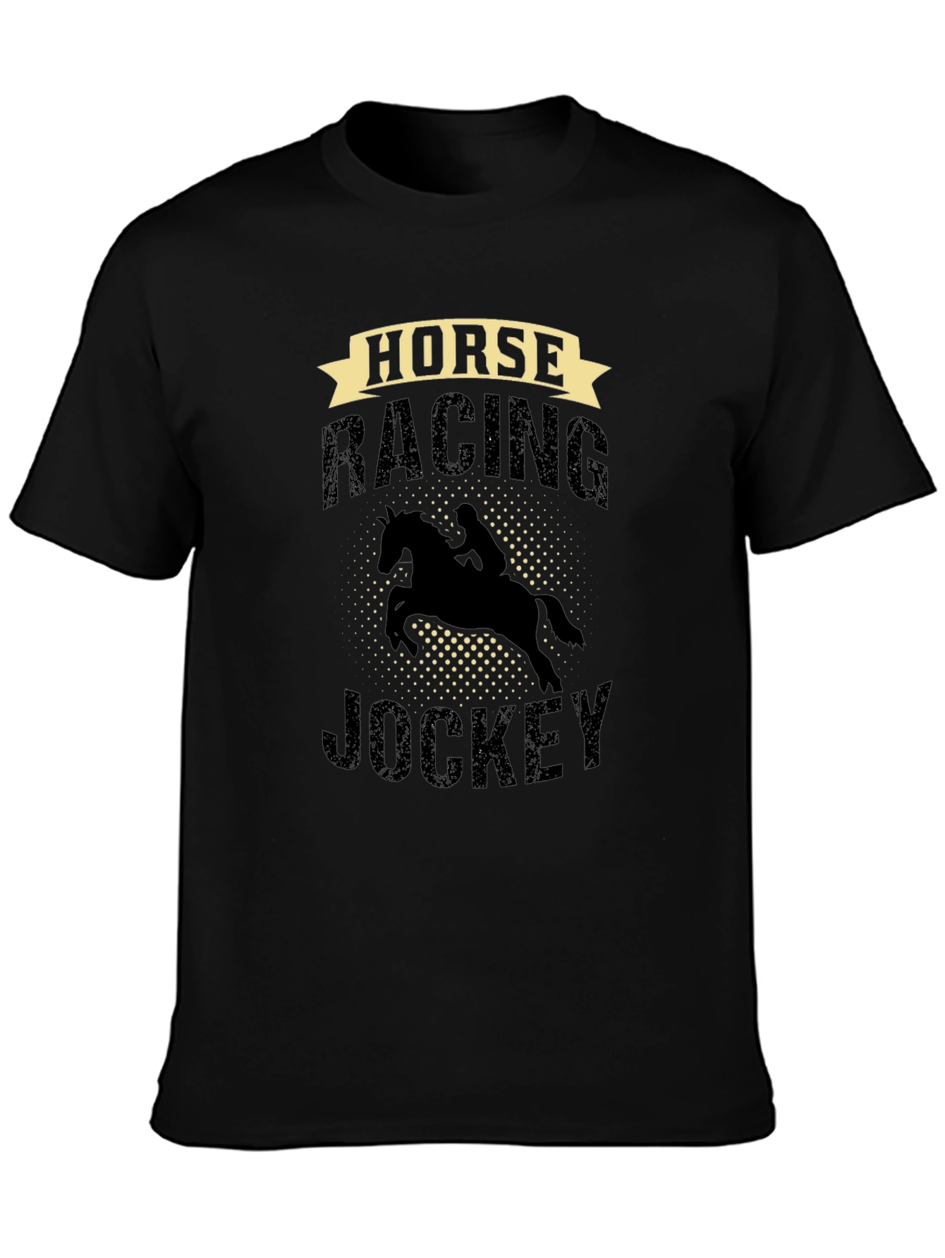 Horse Racing Jockey Graphic Tee - Black