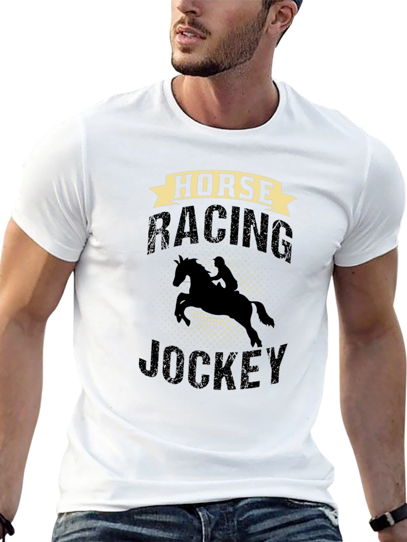 Horse Racing Jockey Graphic Tee - Black