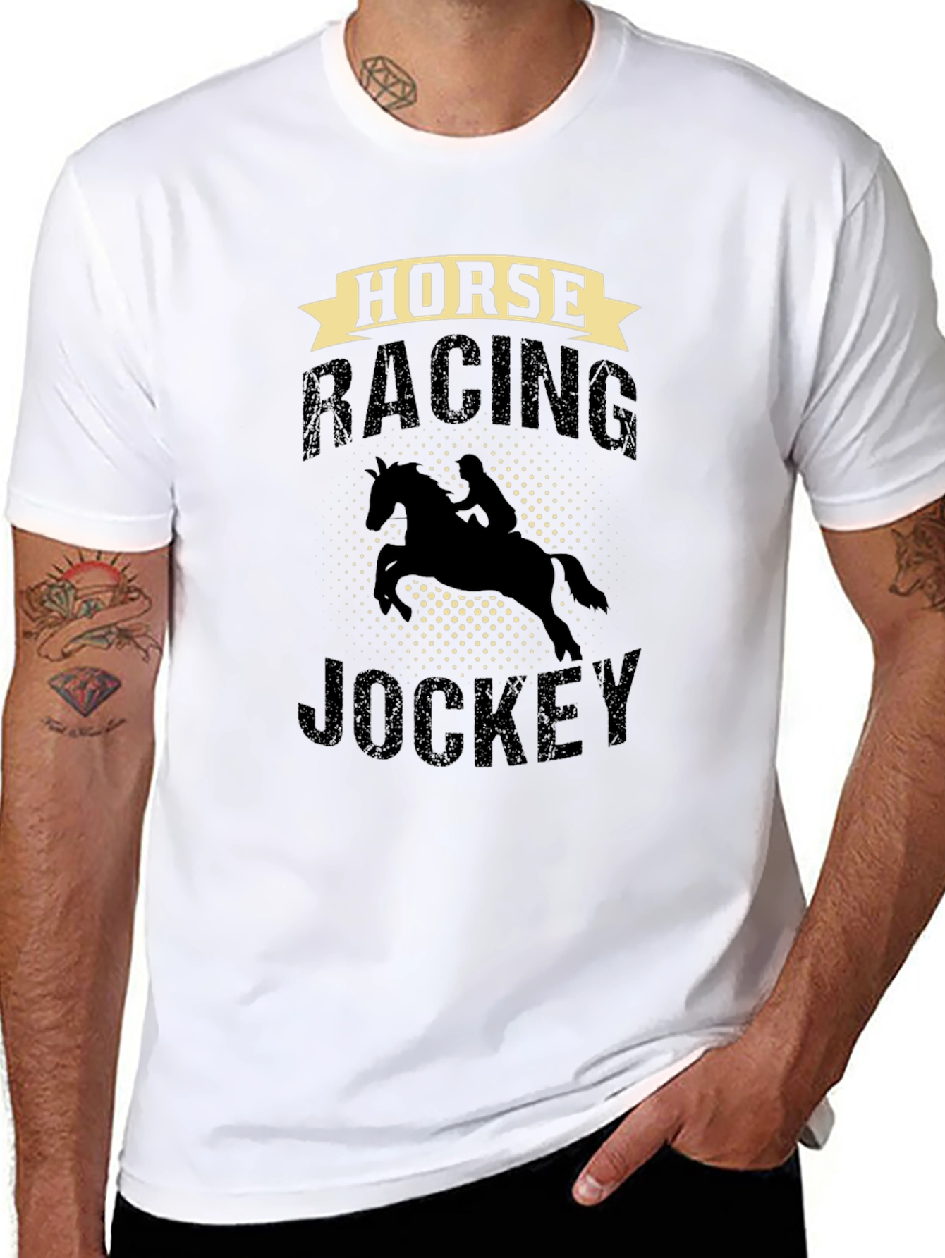 Horse Racing Jockey Graphic Tee - Black