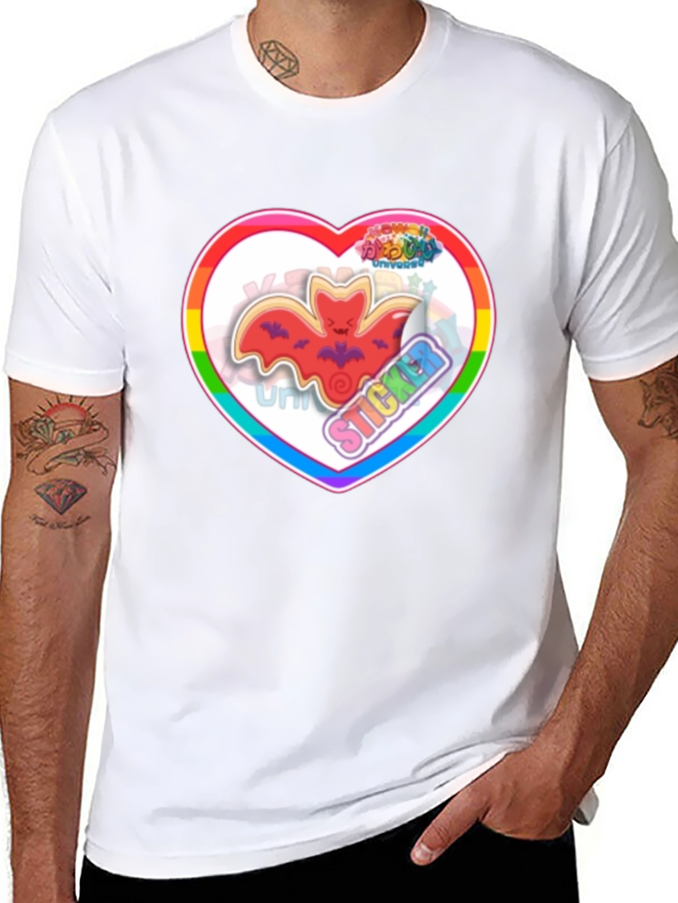 Heart Bat Sticker T-Shirt - Unisex Tee