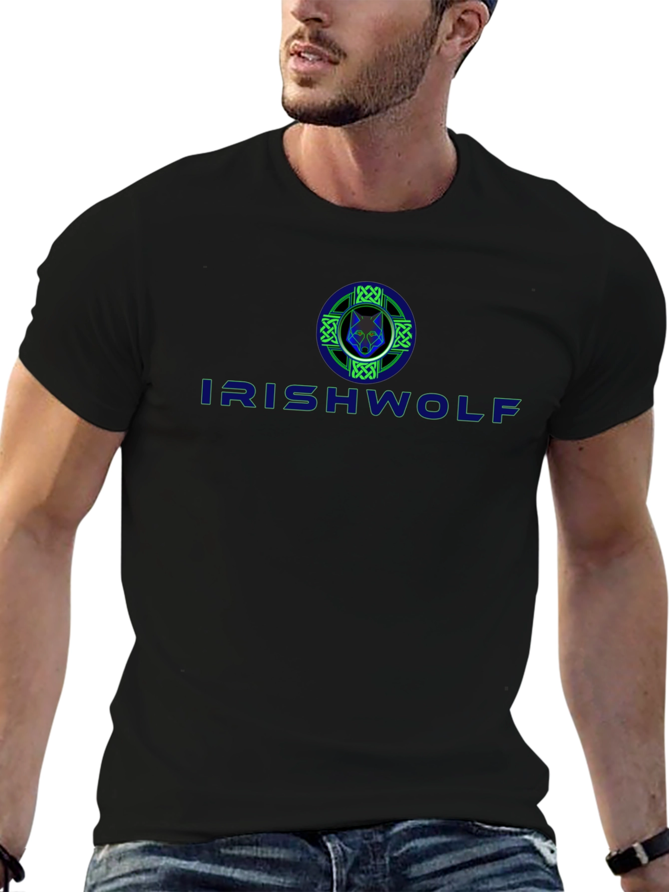Irish Wolf Celtic Design Graphic T-Shirt