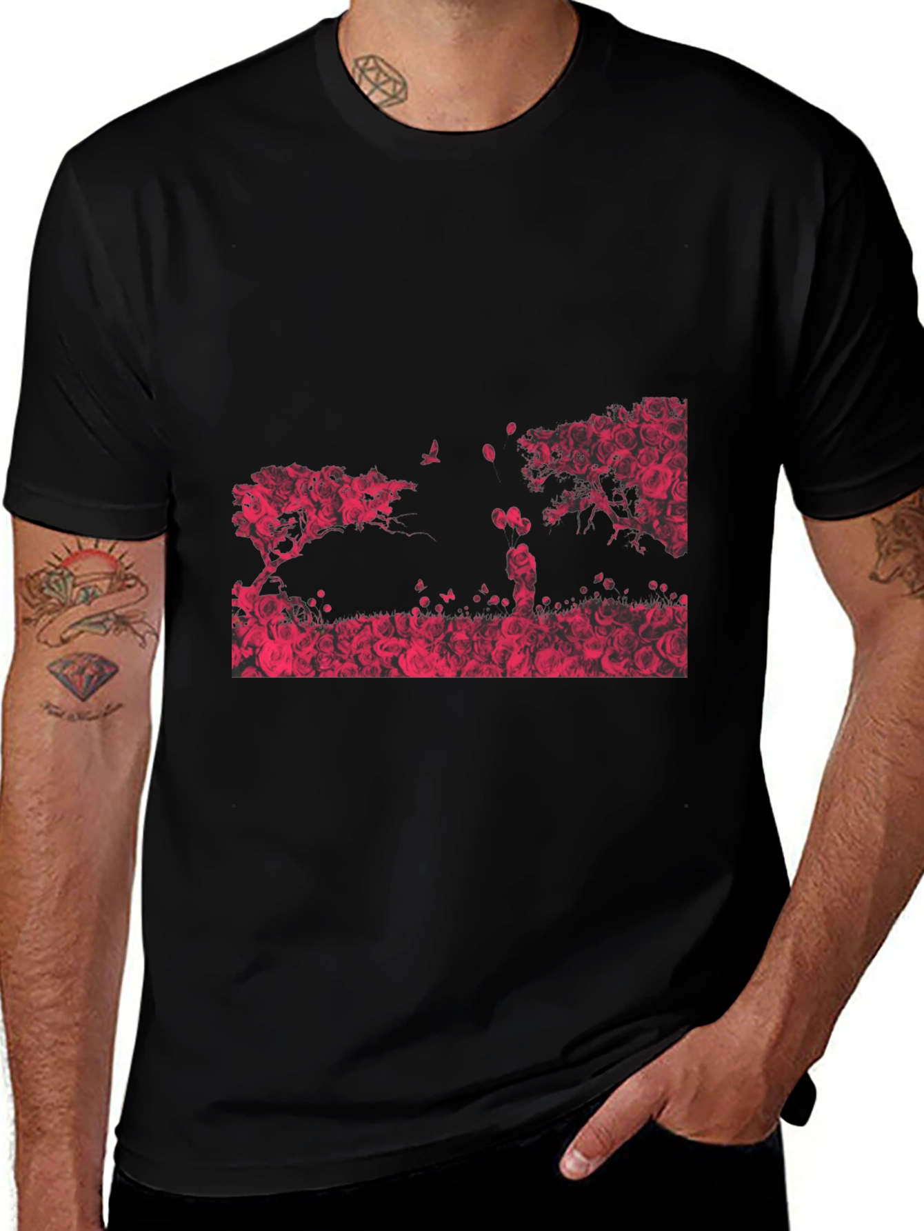 Romantic Rose Silhouette Graphic Tee