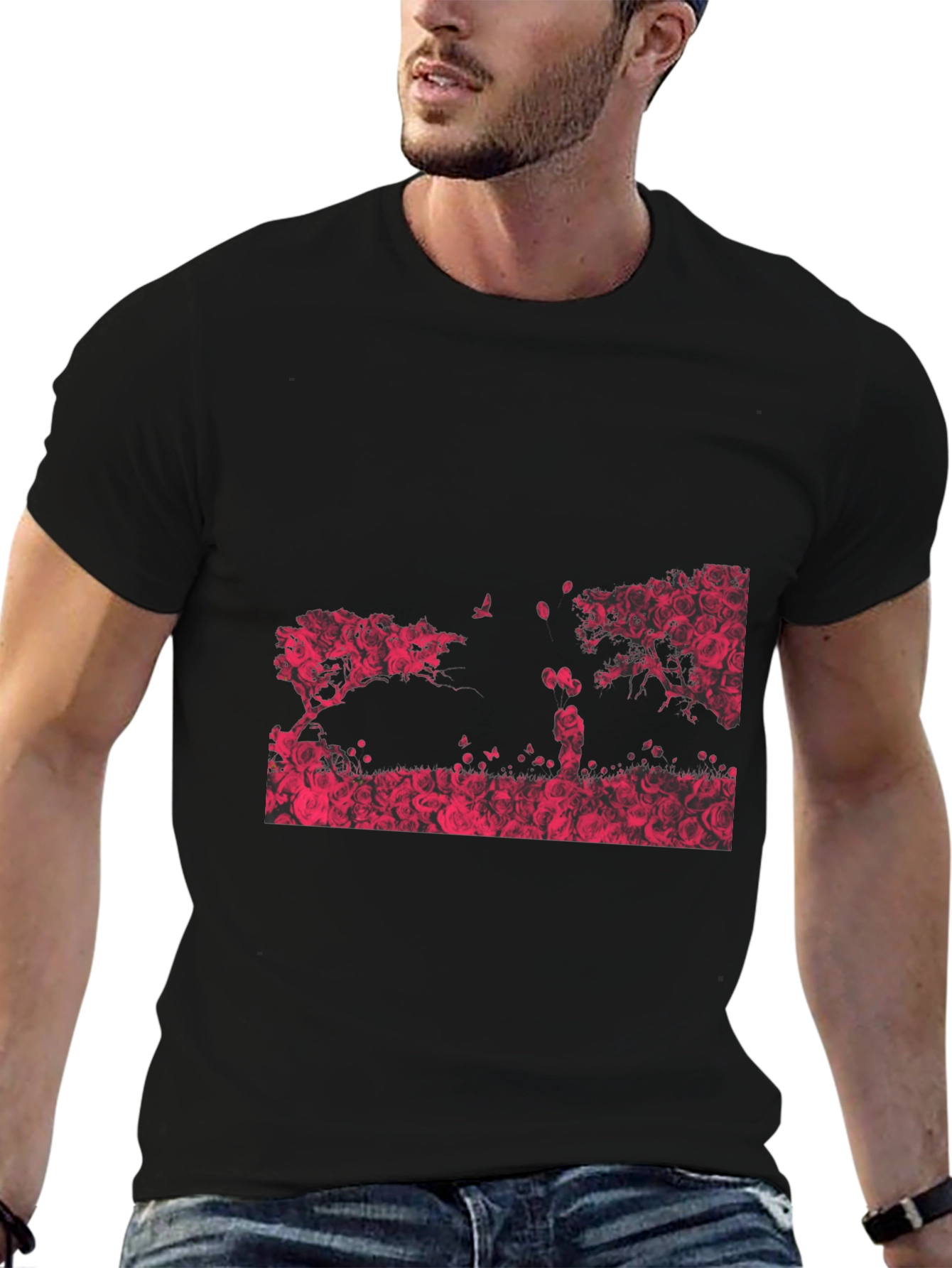 Romantic Rose Silhouette Graphic Tee