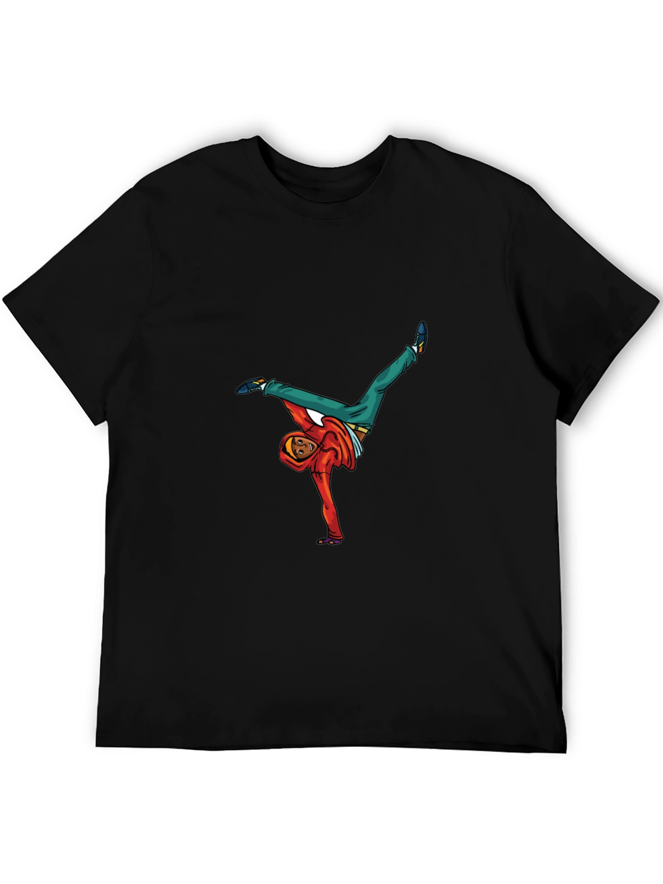 Black T-Shirt with Breakdancer Graphic