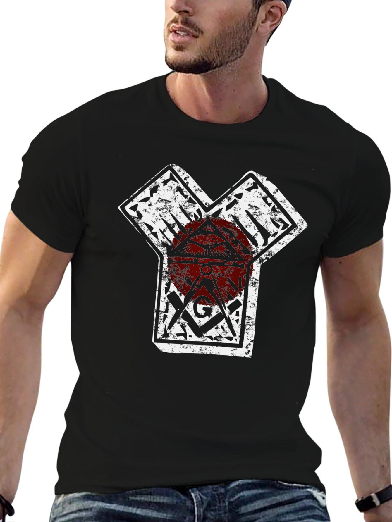 Graphic Tee - Symbol Print Black T-Shirt