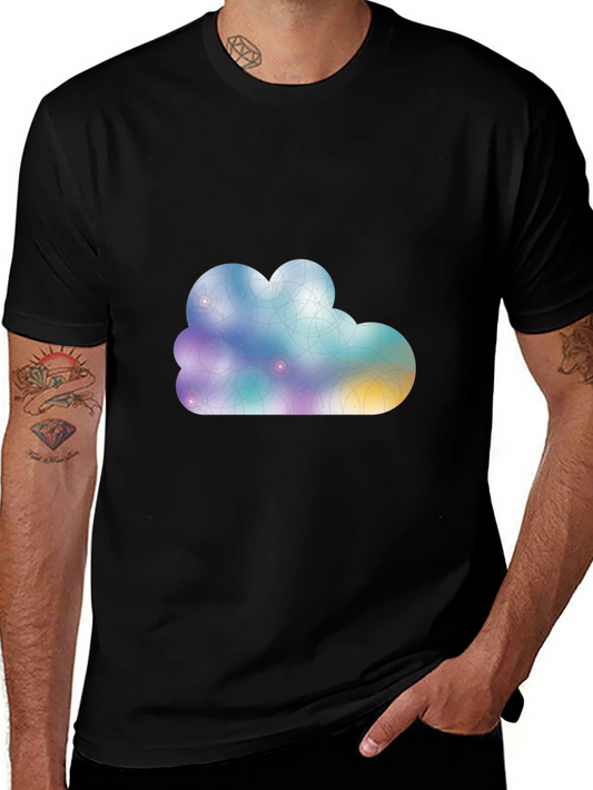 Abstract Cloud Graphic Black T-Shirt