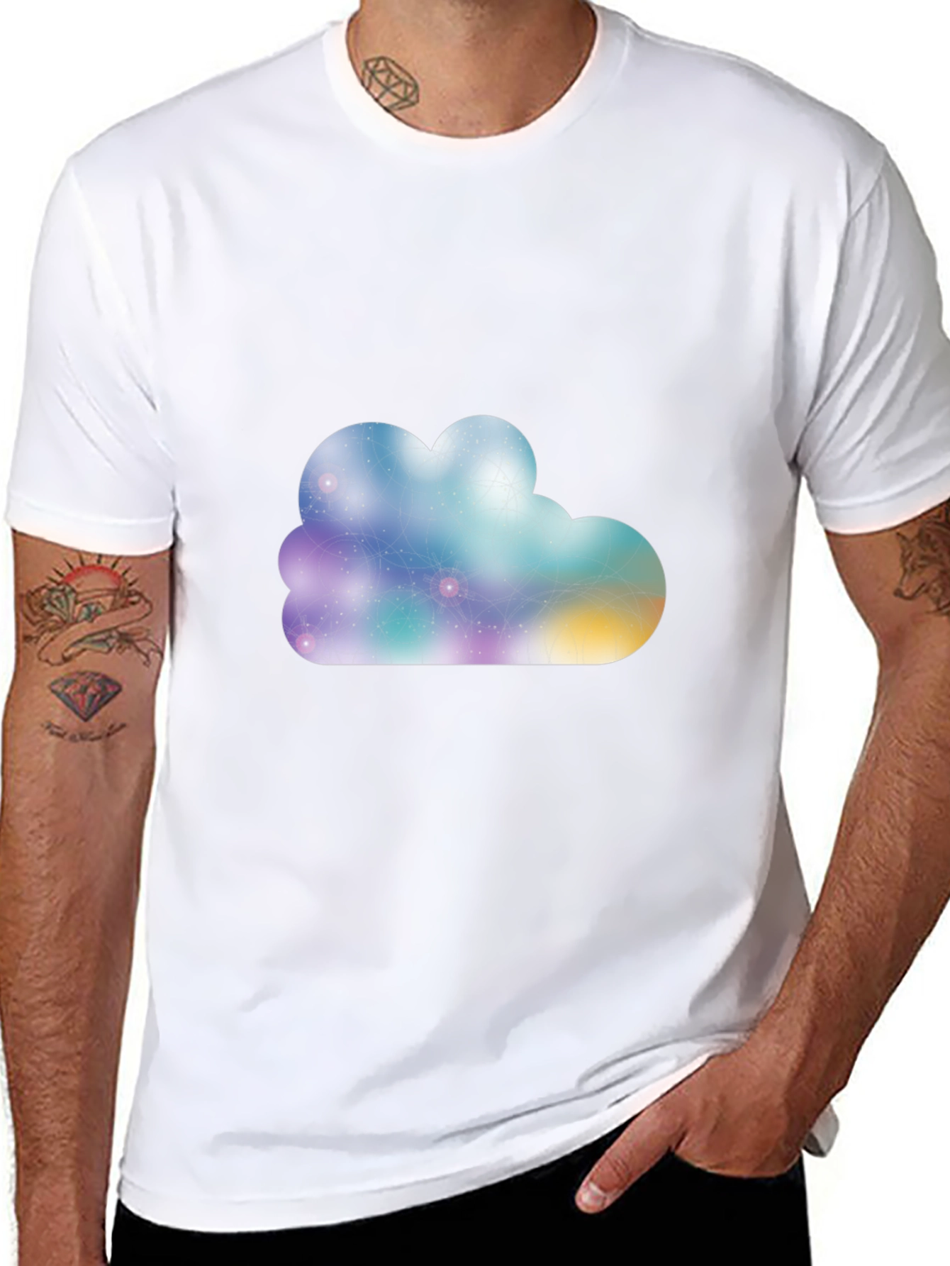 Abstract Cloud Graphic Black T-Shirt