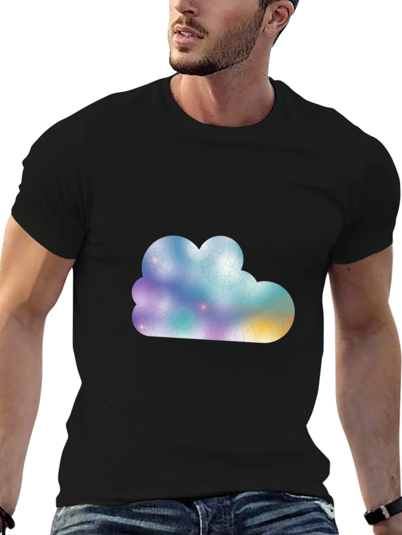Abstract Cloud Graphic Black T-Shirt