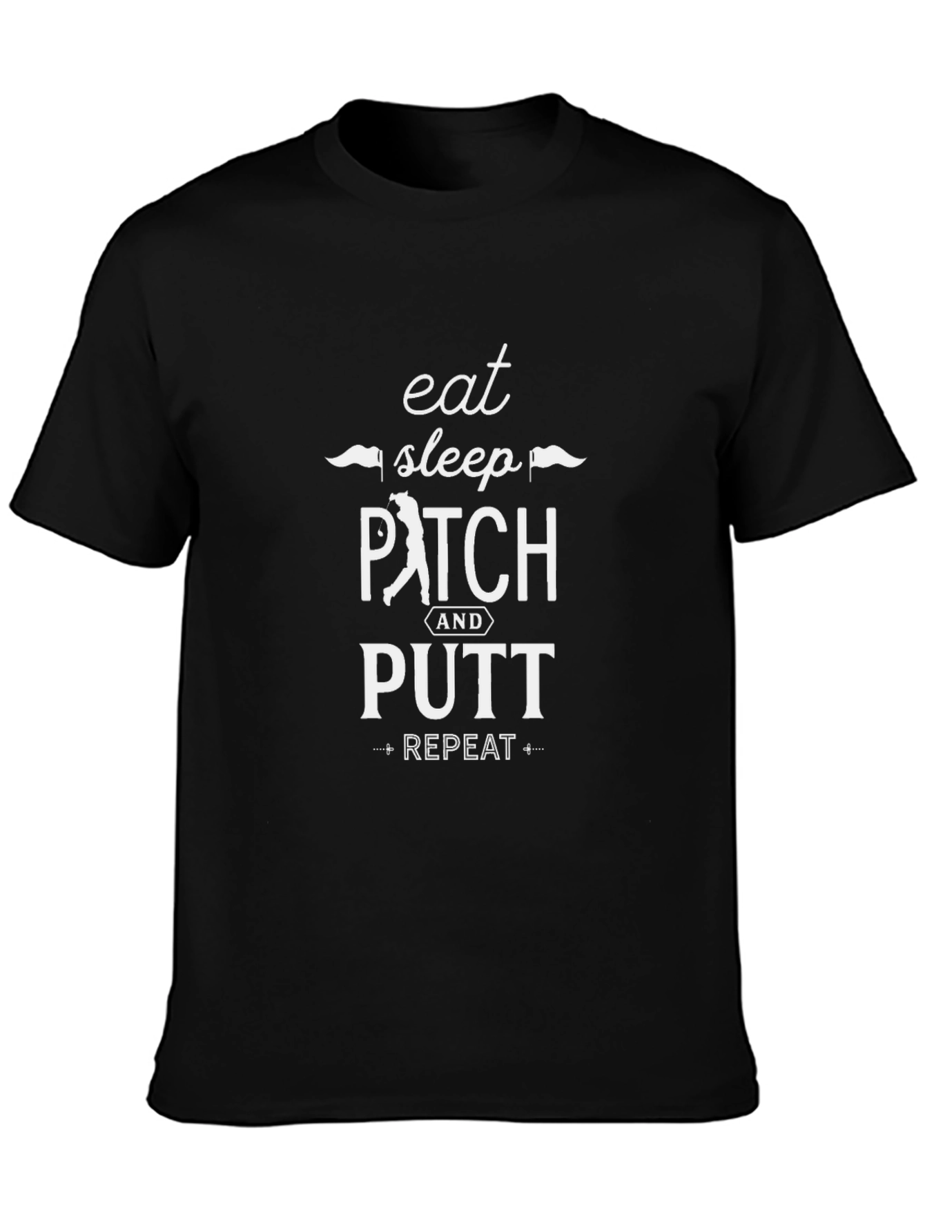 Eat Sleep Pitch Putt Repeat Black T-Shirt