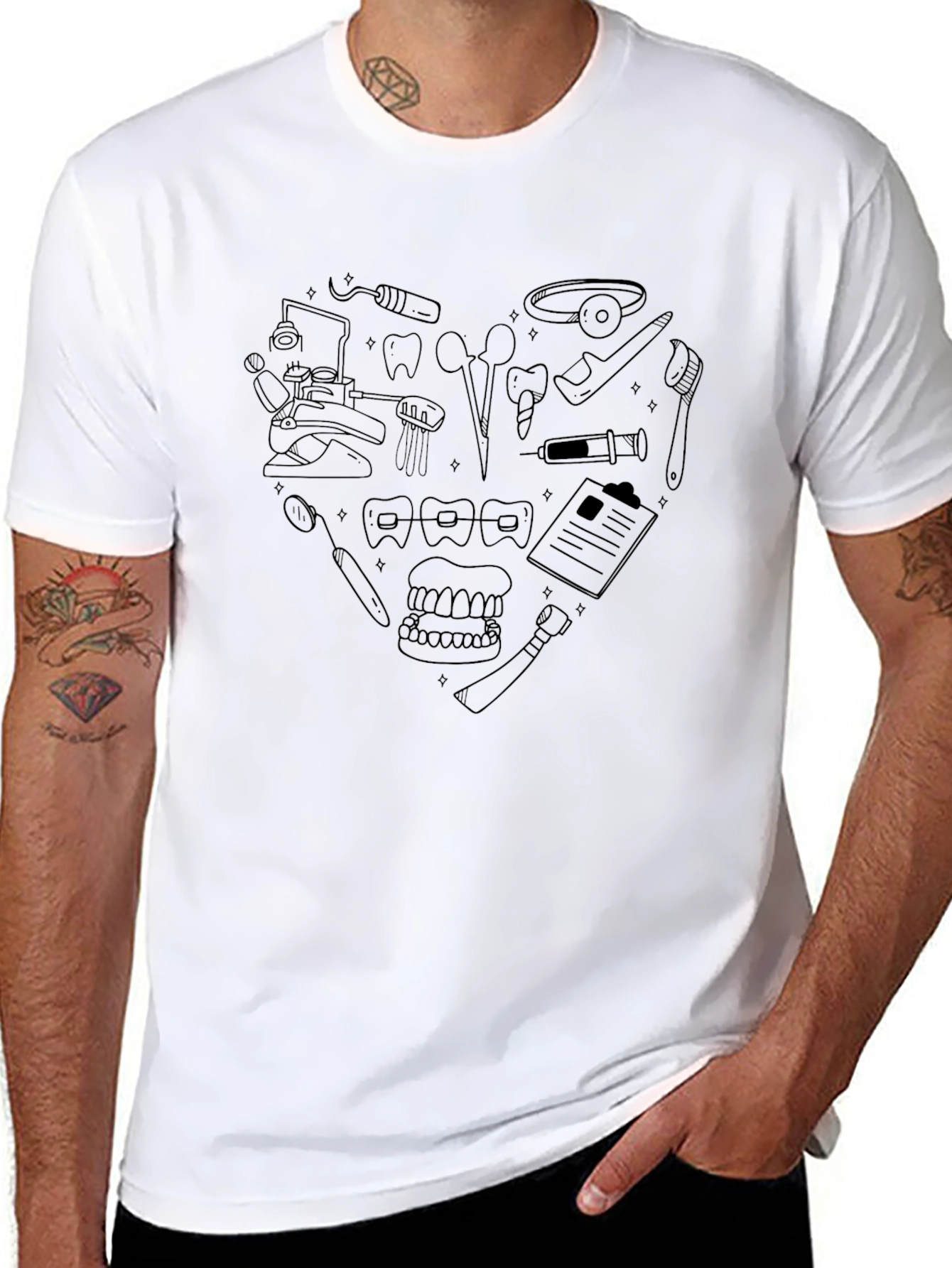 Dentist Lover T-Shirt - Dental Tools Heart Graphic Tee