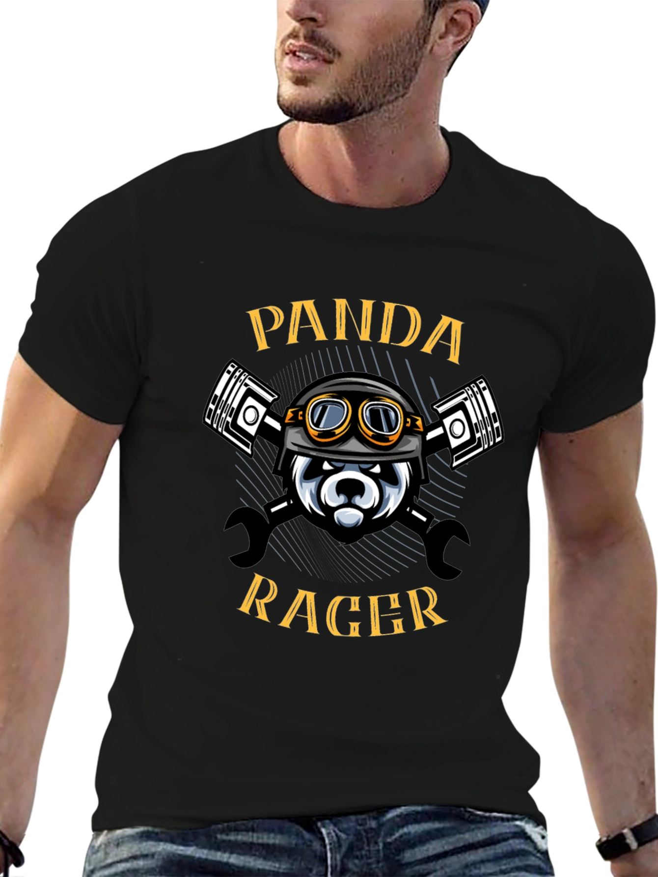 Panda Racer Graphic T-Shirt - Cool Biker Design