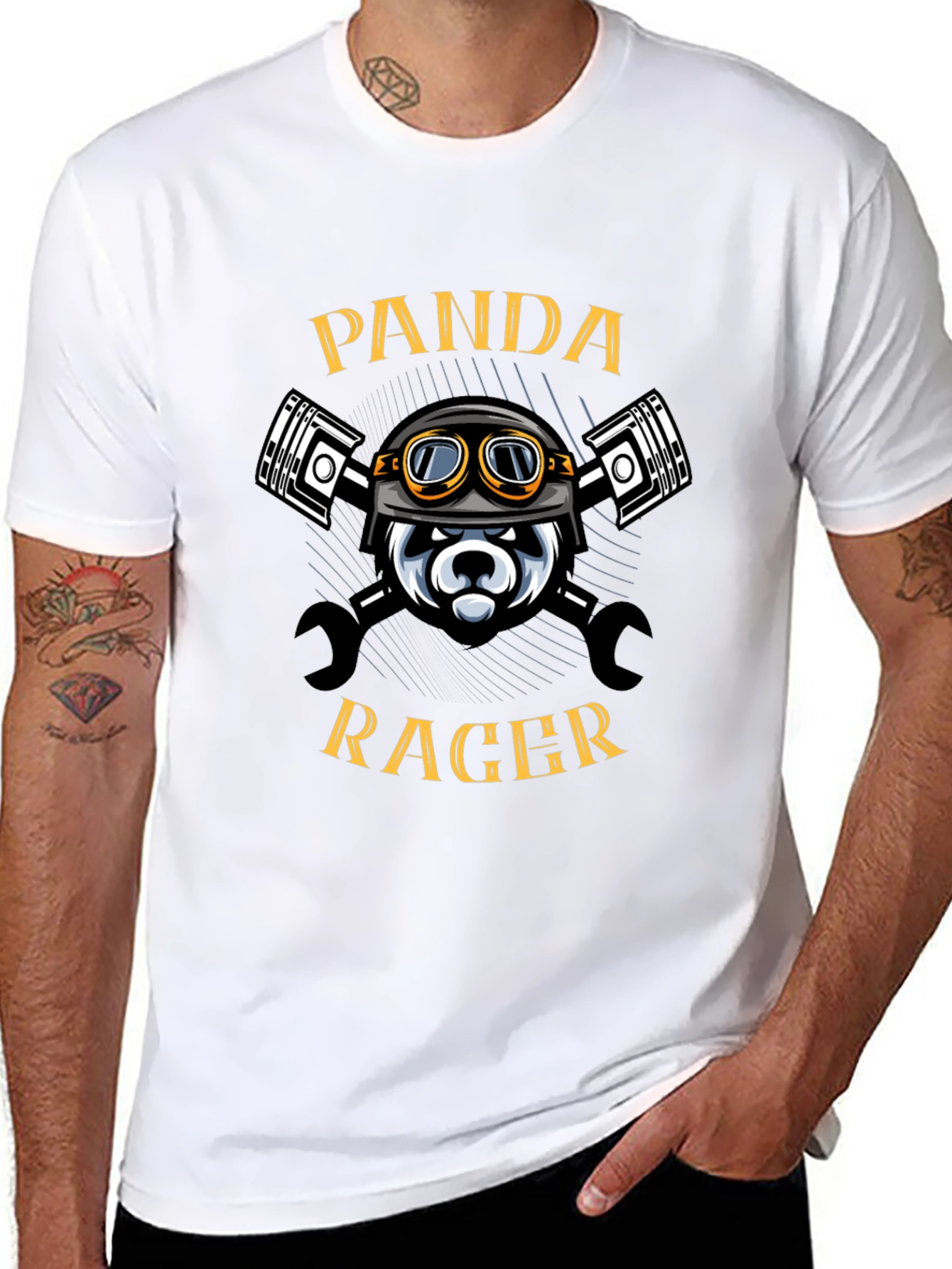 Panda Racer Graphic T-Shirt - Cool Biker Design