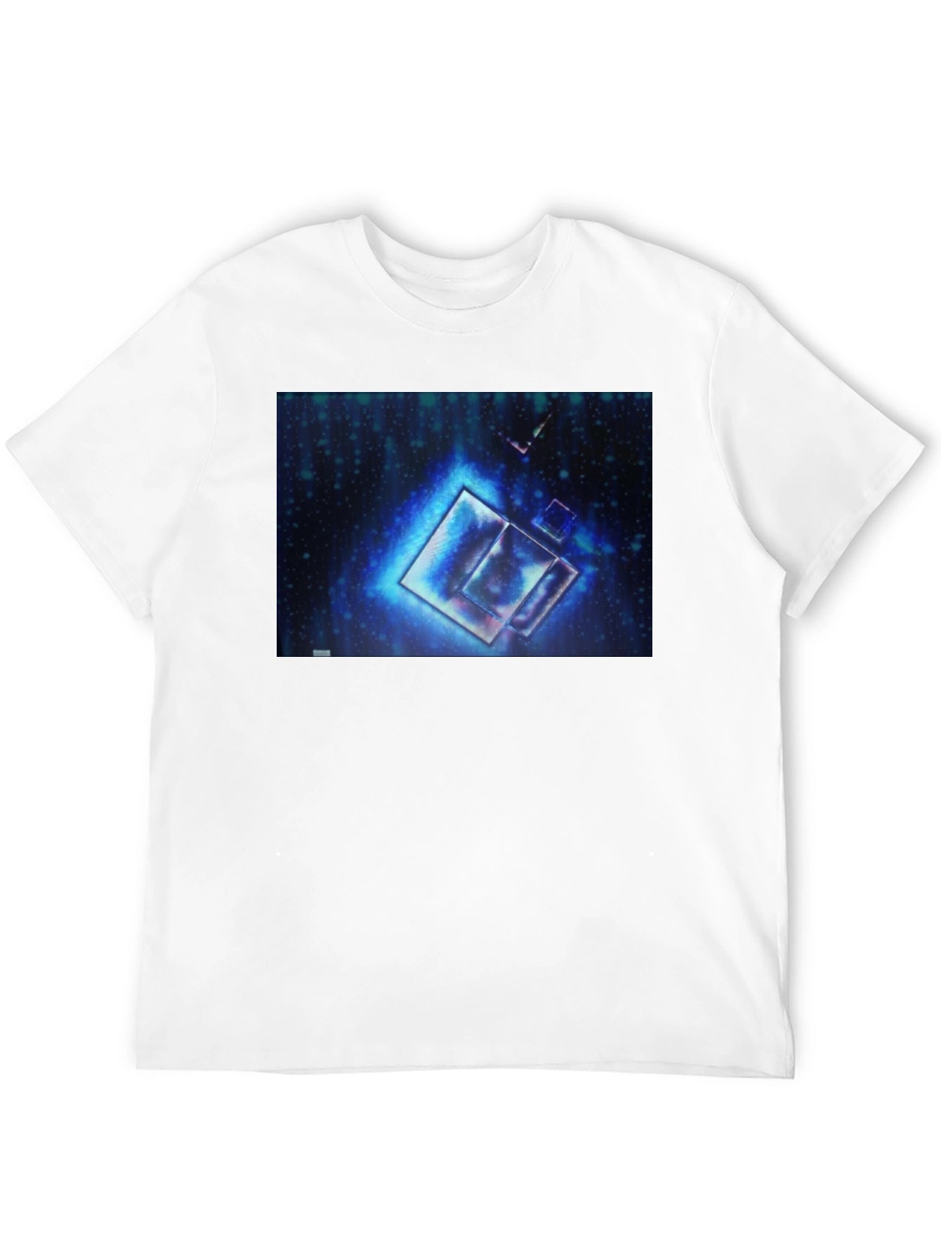 Abstract Blue Cubes Black T-Shirt