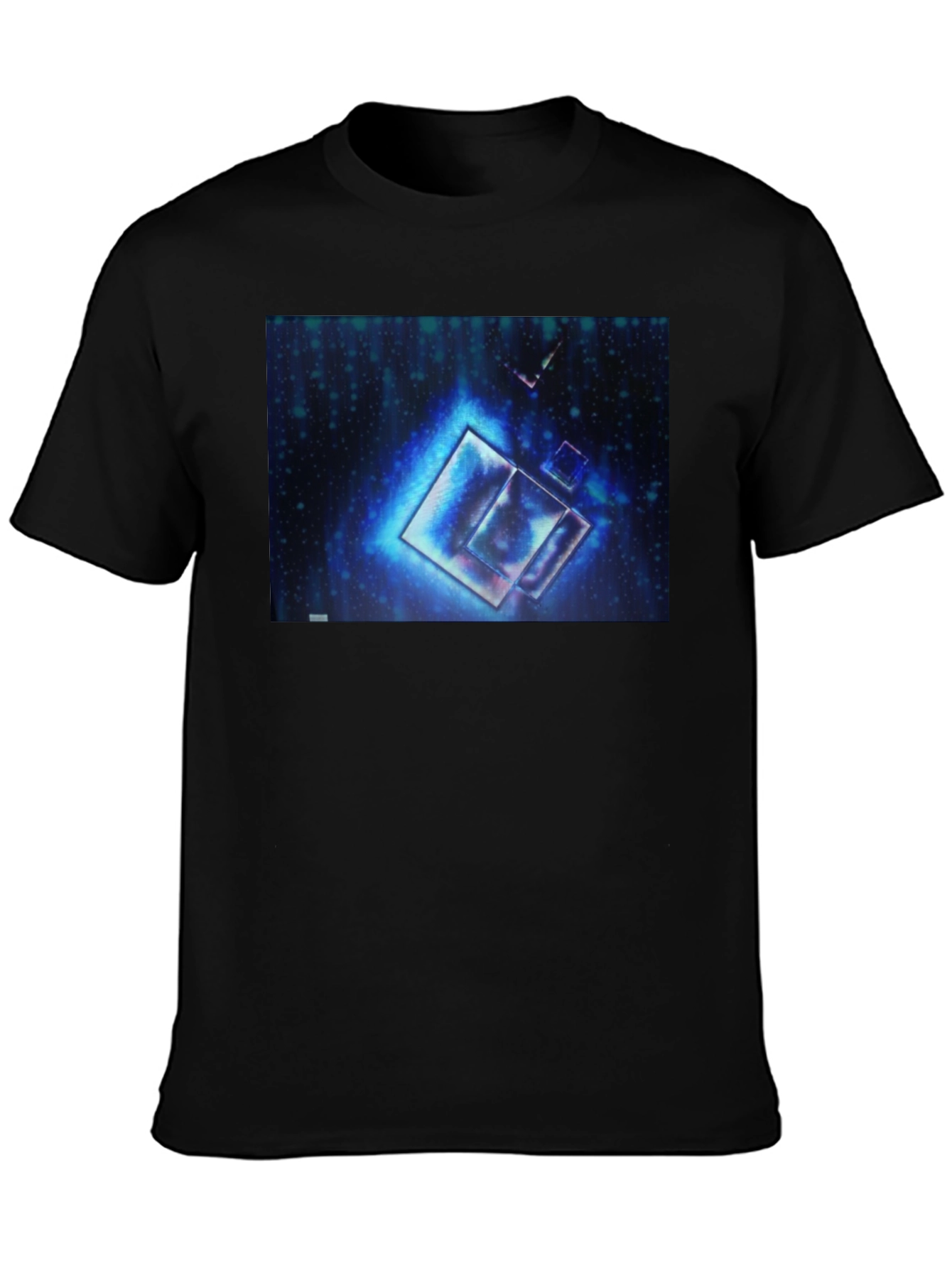 Abstract Blue Cubes Black T-Shirt