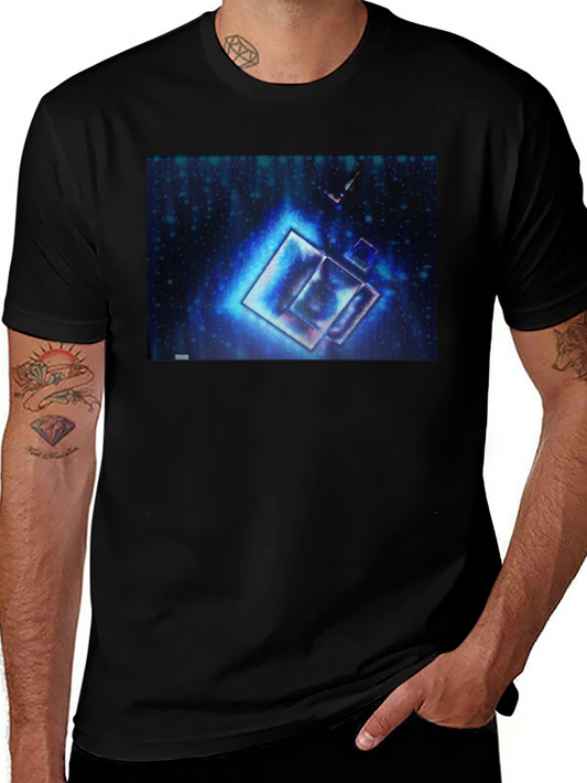 Abstract Blue Cubes Black T-Shirt