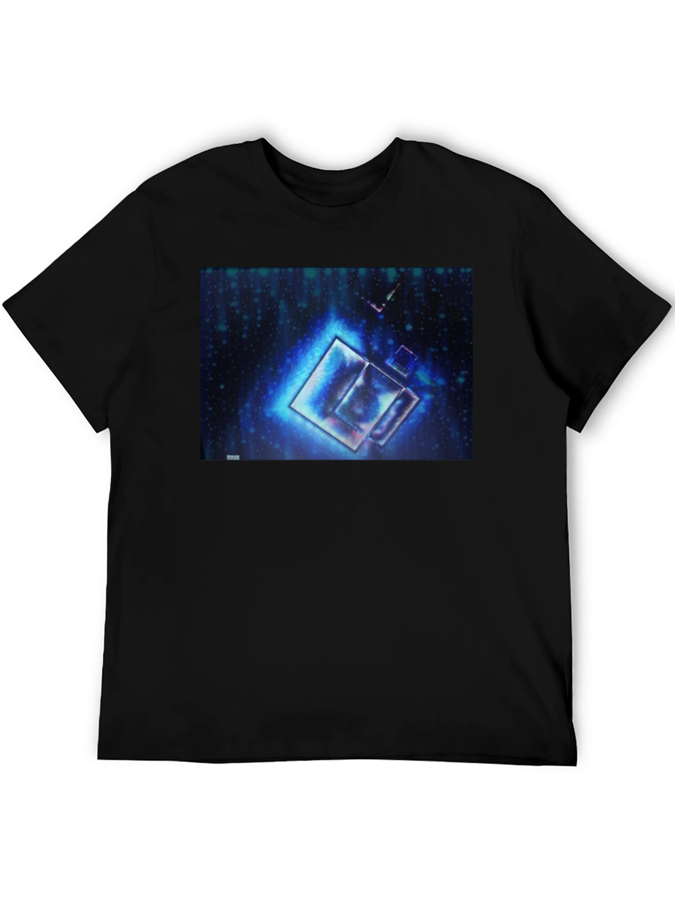 Abstract Blue Cubes Black T-Shirt
