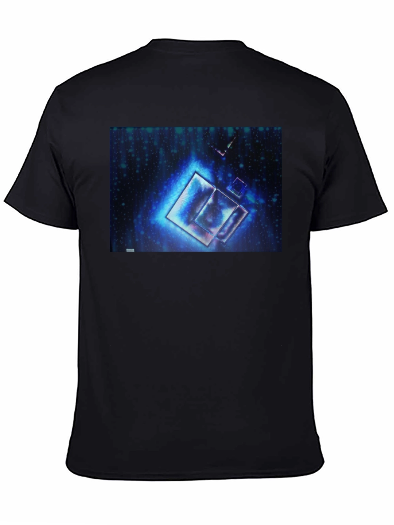 Abstract Blue Cubes Black T-Shirt