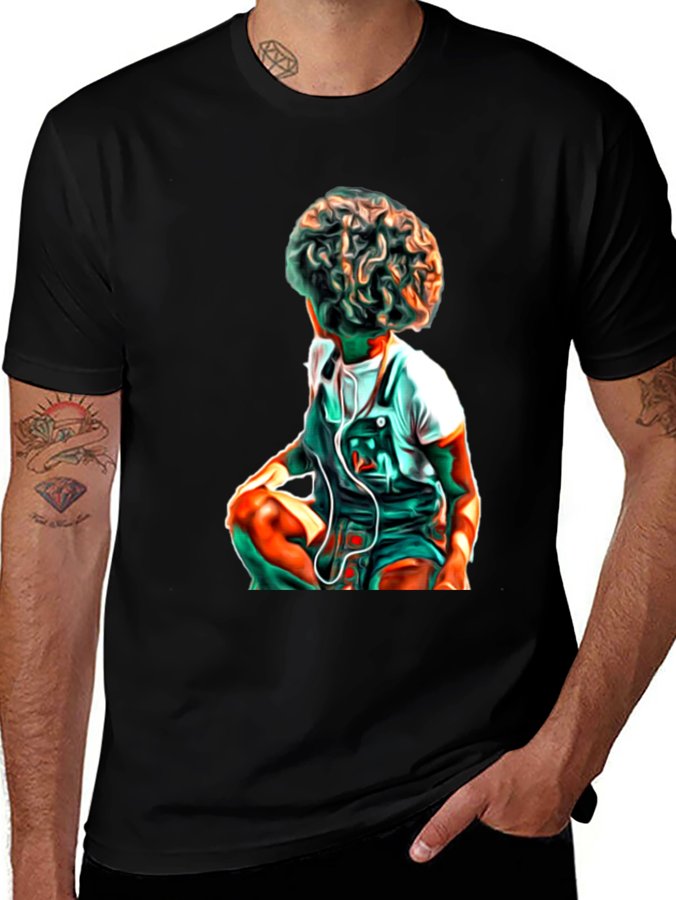 Artistic Kid Graphic Black T-Shirt
