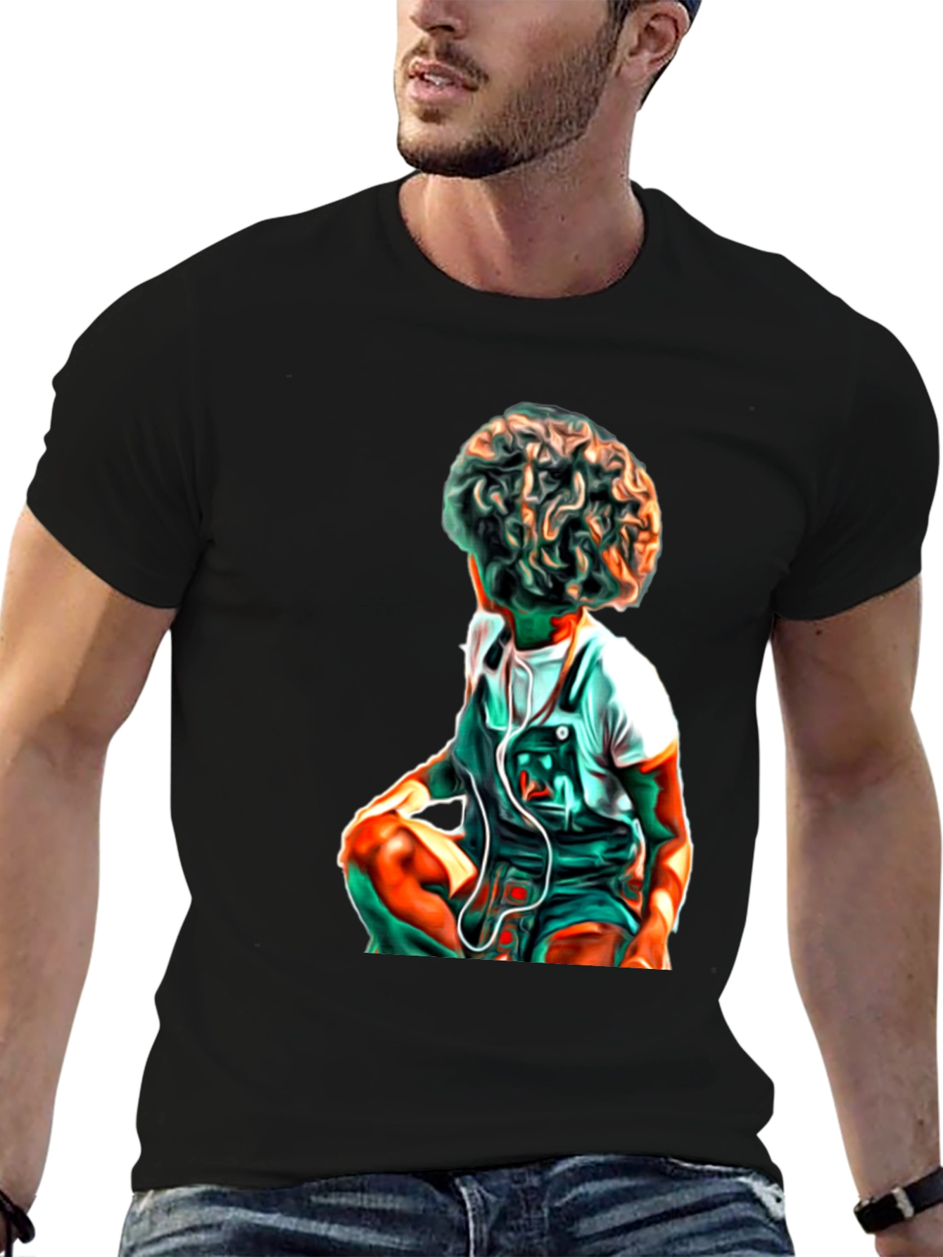 Artistic Kid Graphic Black T-Shirt