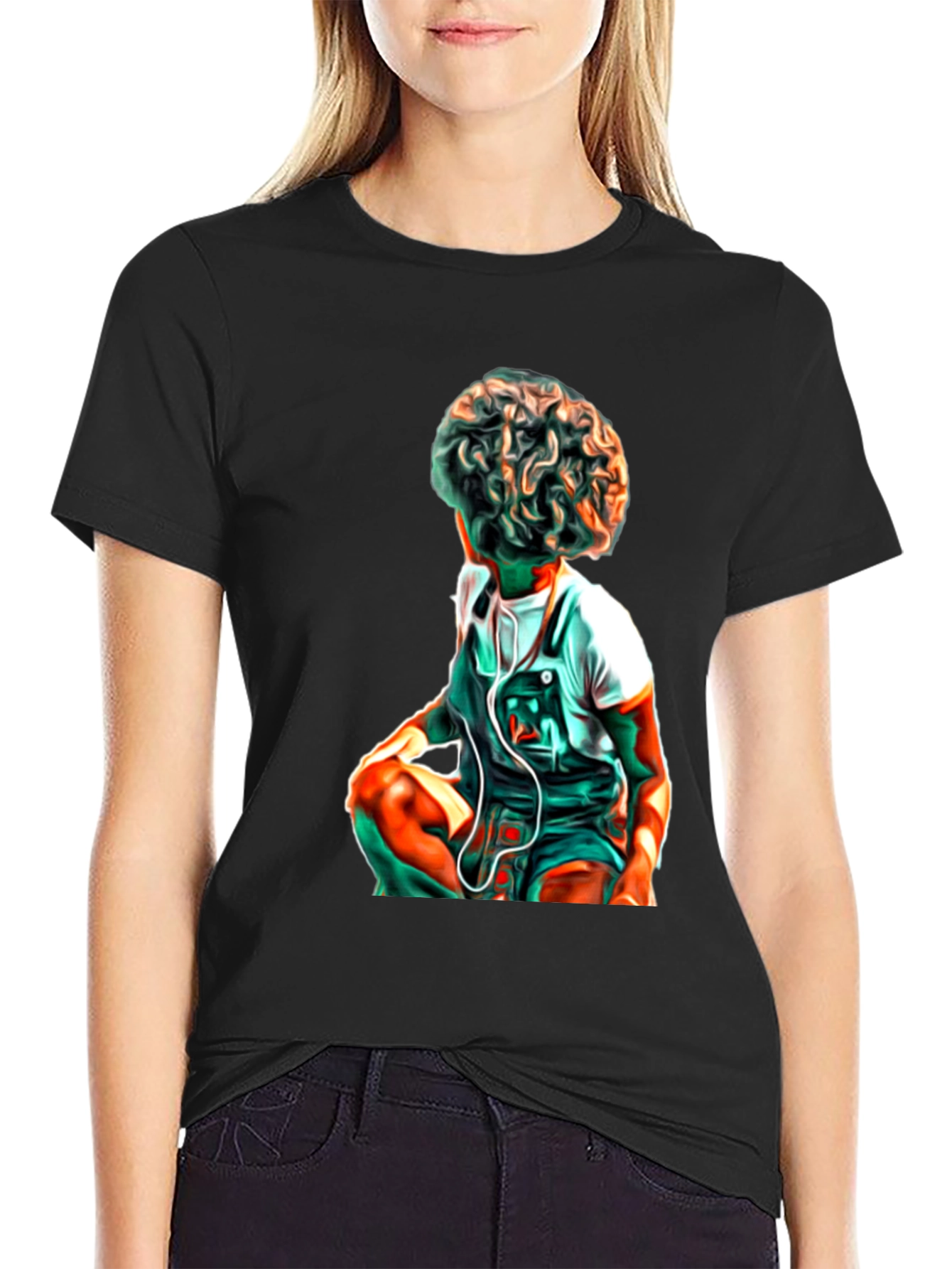Artistic Kid Graphic Black T-Shirt