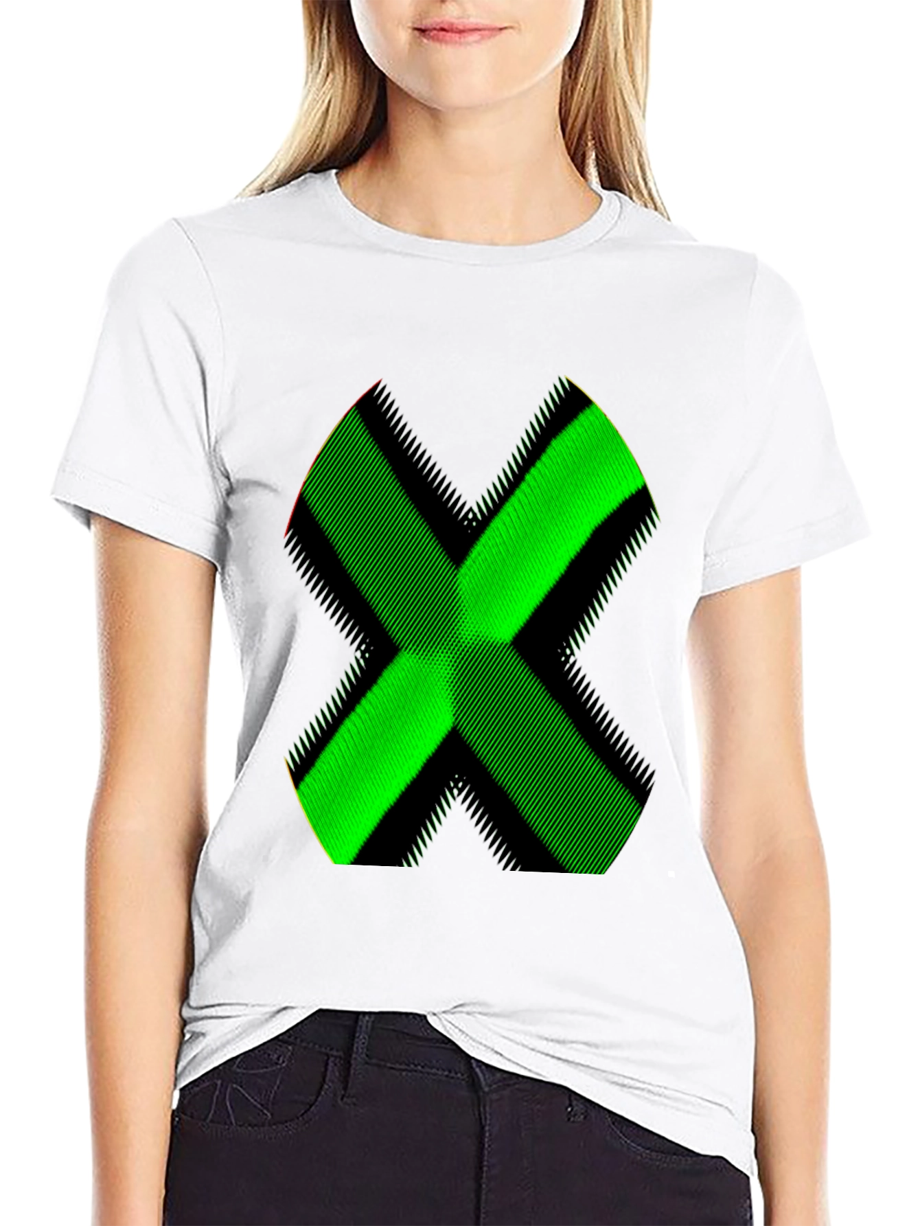 Green X Graphic Black T-Shirt