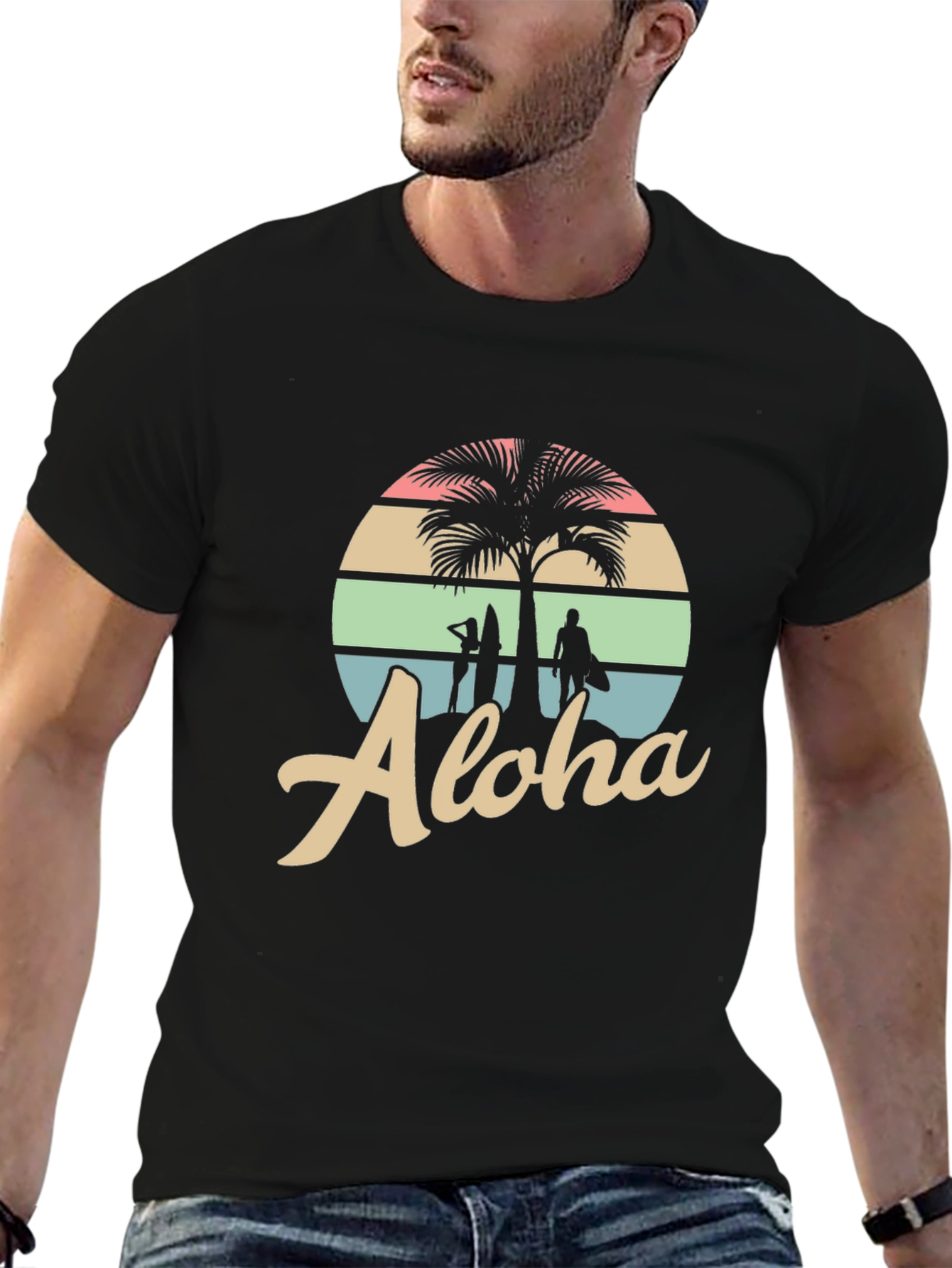 Aloha Palm Tree Graphic Tee - Hawaiian Style