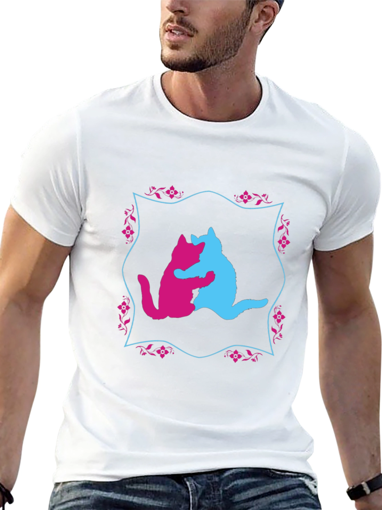 Hugging Cats Graphic T-Shirt - Unique Design