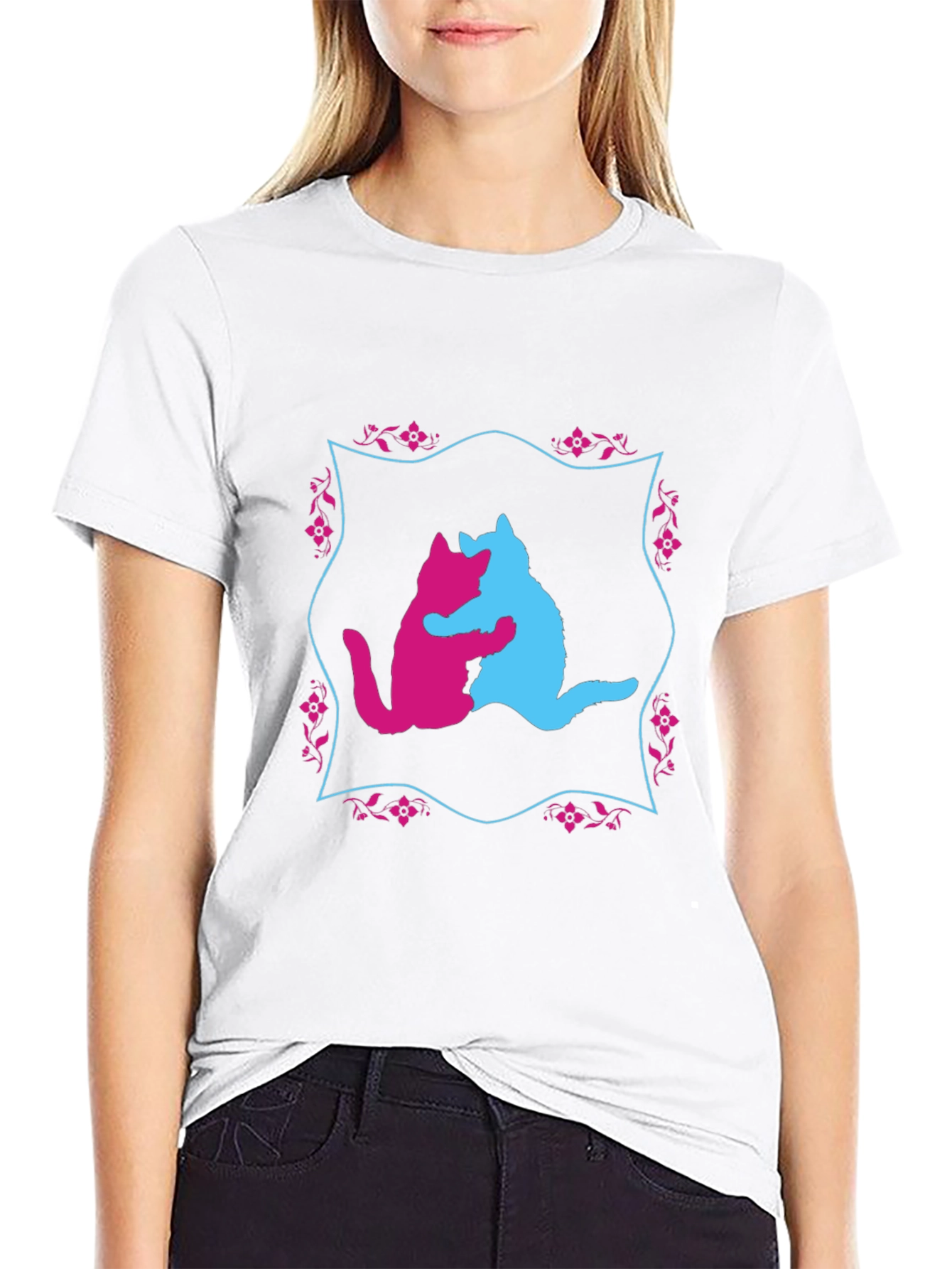 Hugging Cats Graphic T-Shirt - Unique Design