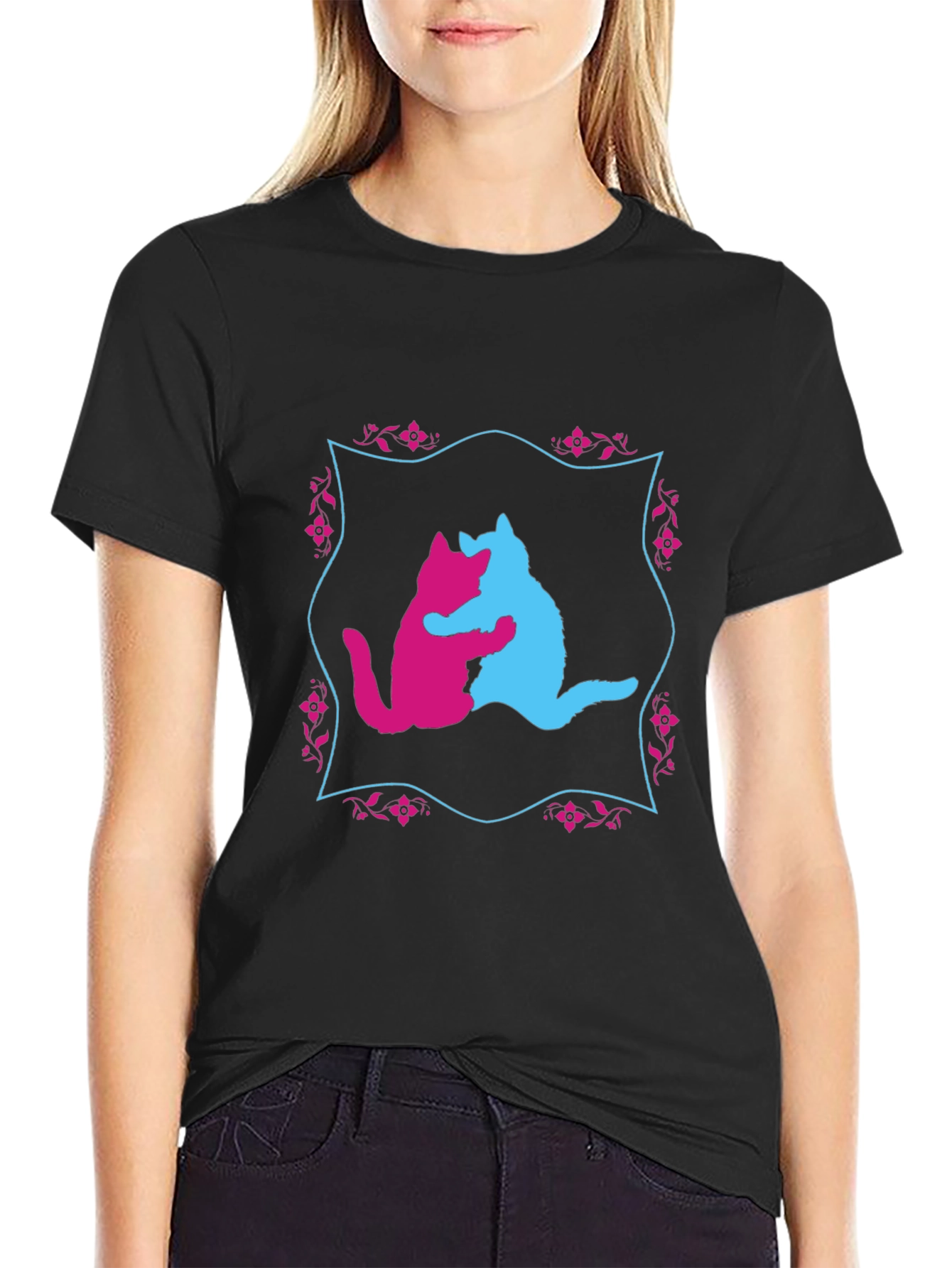 Hugging Cats Graphic T-Shirt - Unique Design