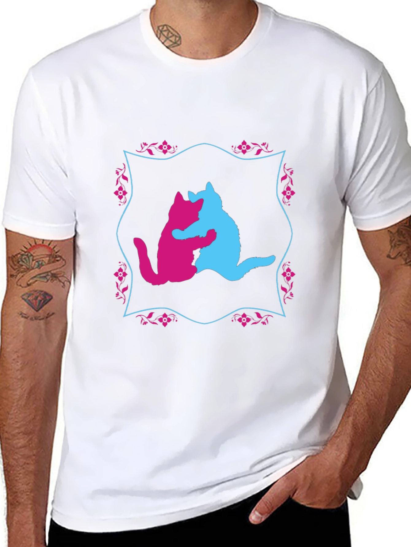 Hugging Cats Graphic T-Shirt - Unique Design